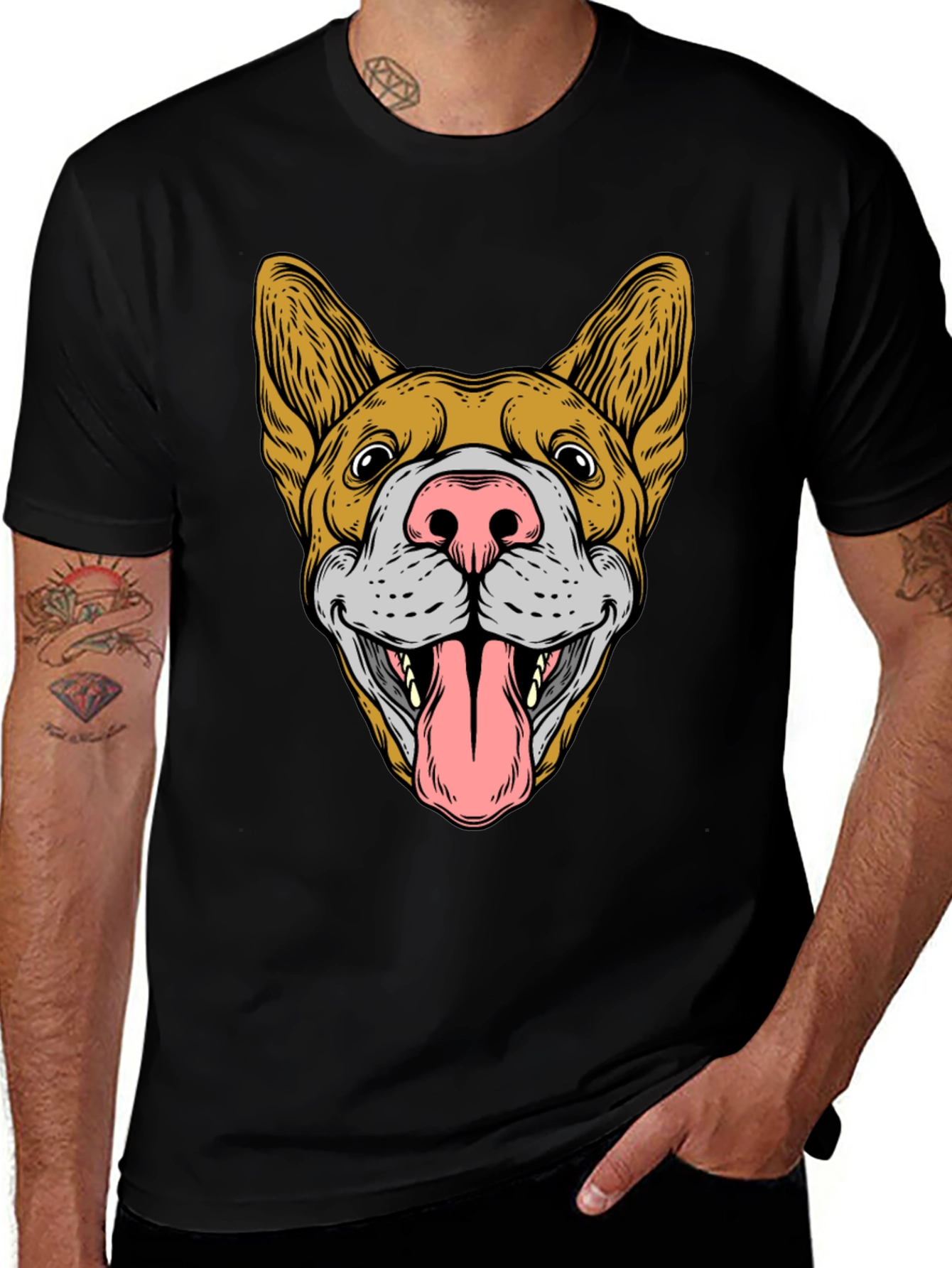 Variant 23 of Dog Graphic Black T-Shirt