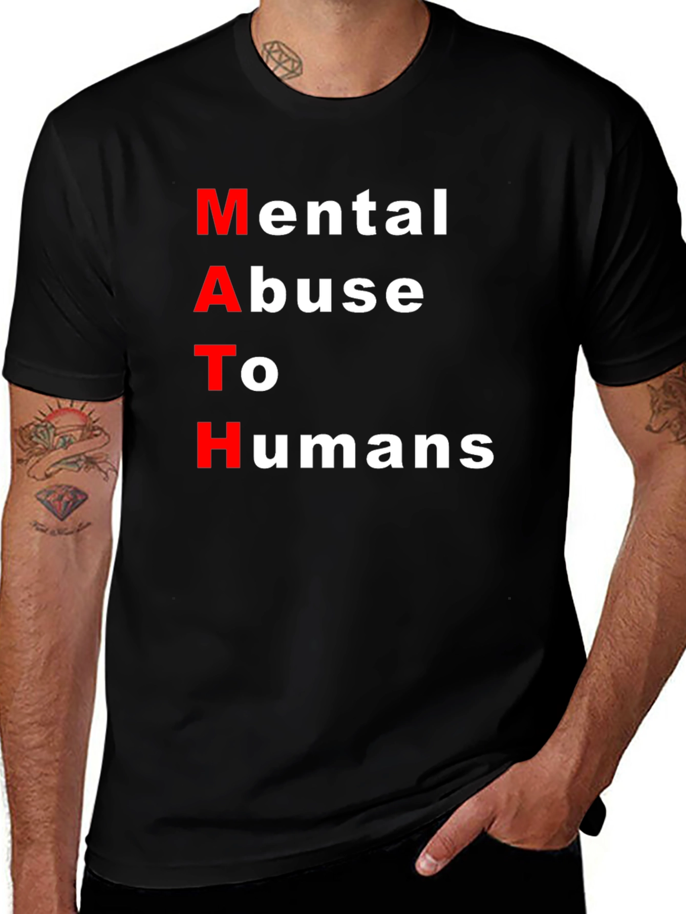 MATH: Mental Abuse To Humans Black T-Shirt