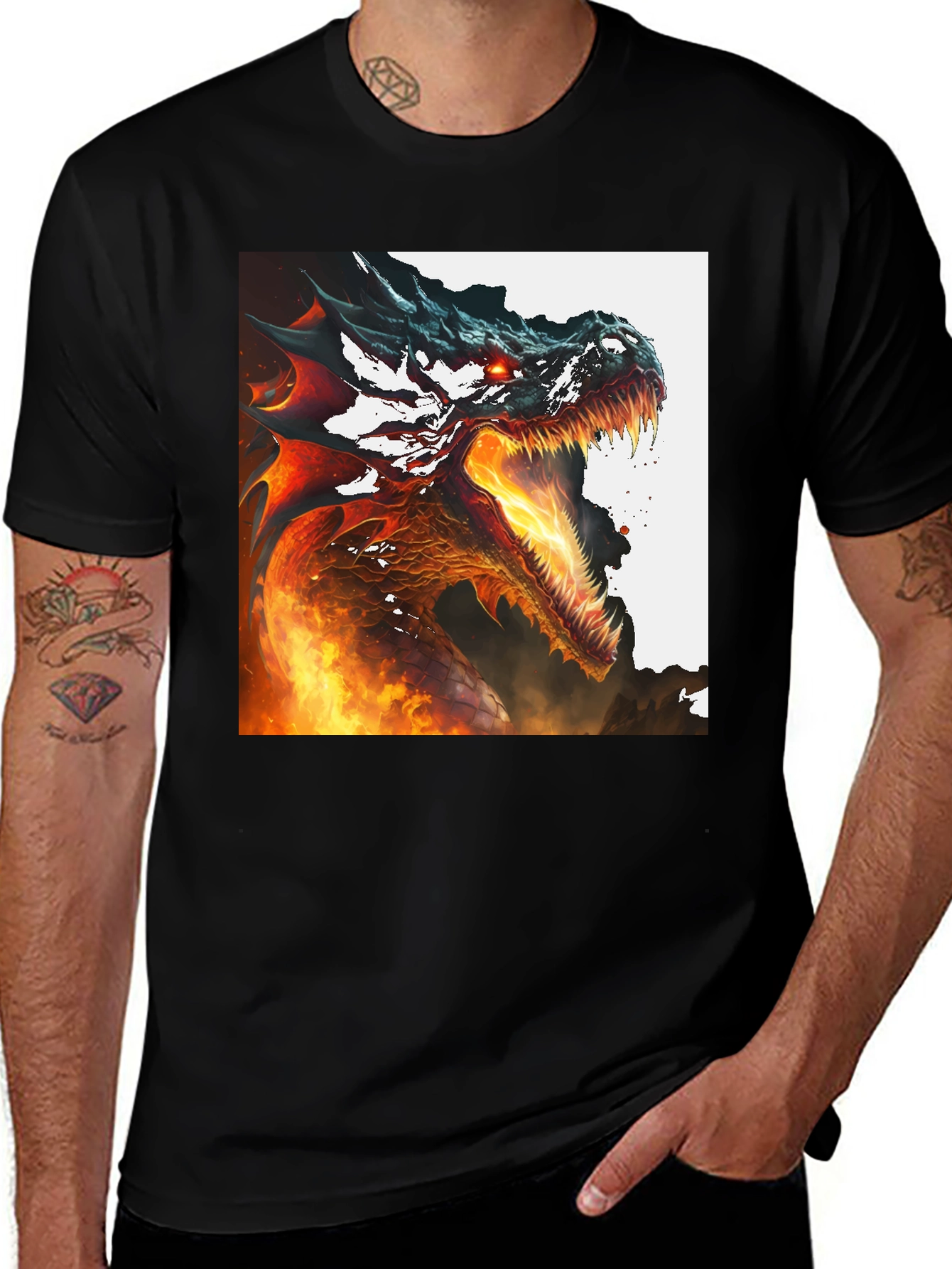 Variant 4 of Dragon Graphic Black T-Shirt