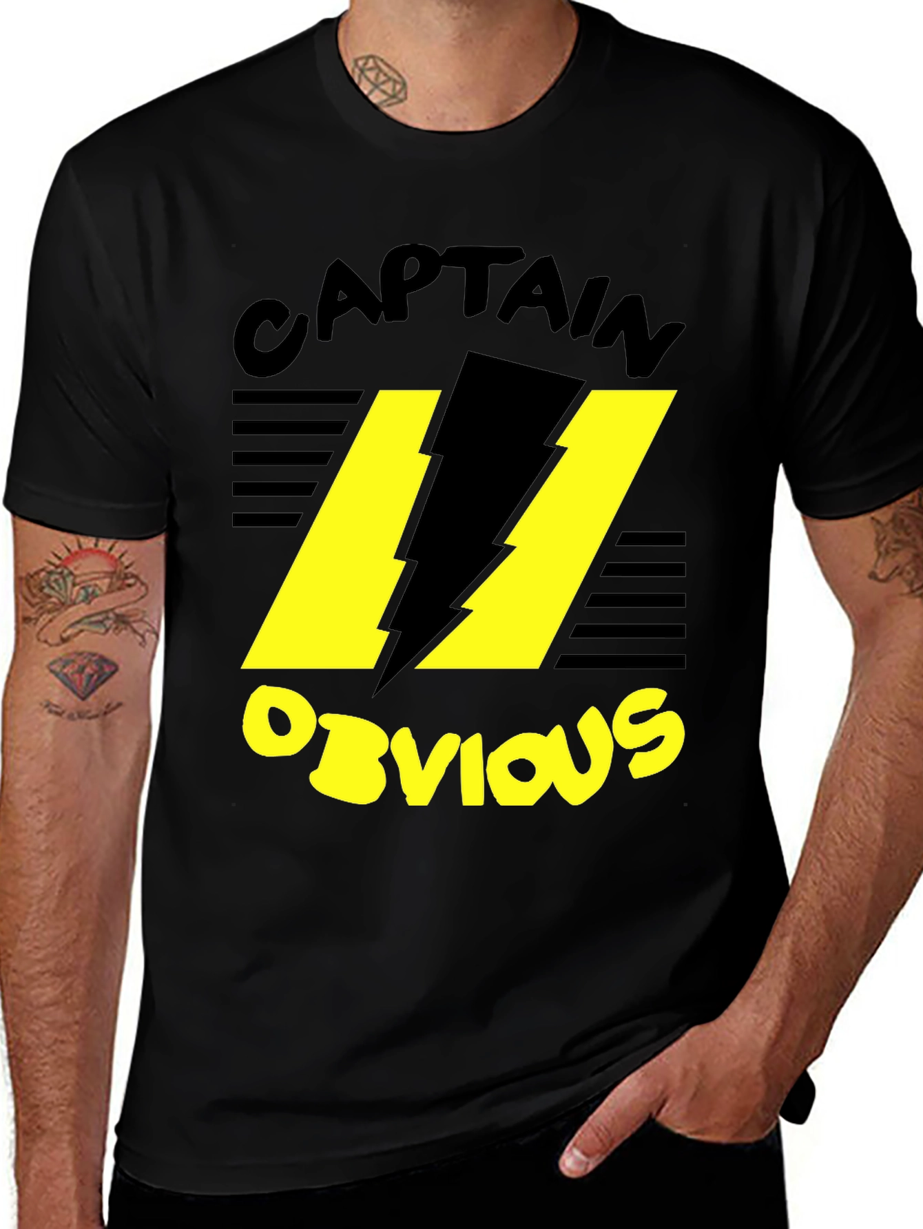 Variant 24 of Captain Obvious Black Graphic T-Shirt
