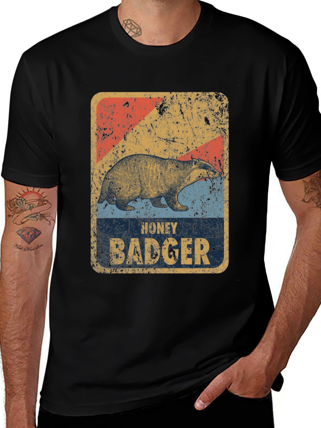 Variant 14 of Honey Badger Graphic T-Shirt - Vintage Style Design