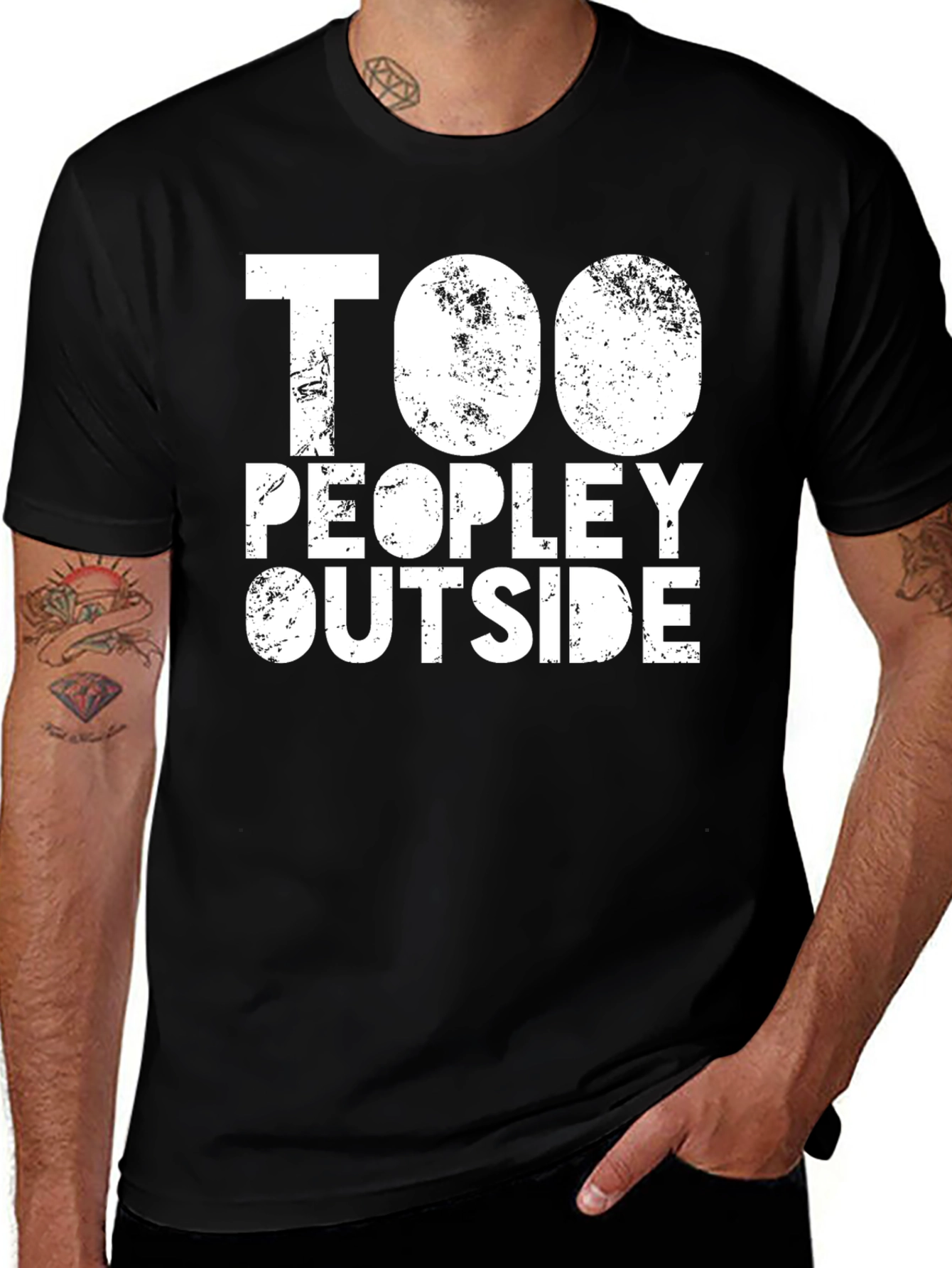 Variant 30 of Too Peopley Outside Graphic Tee - Black Cotton T-Shirt