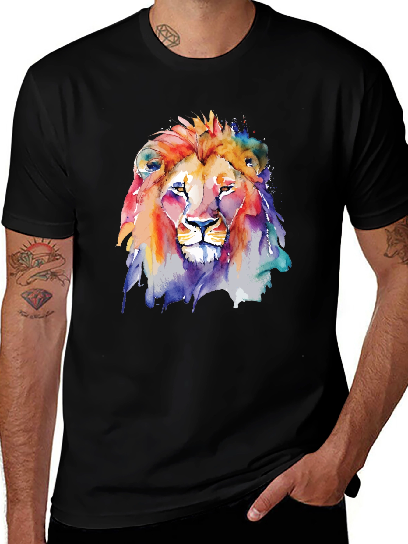 Variant 22 of Watercolor Lion Graphic Print T-Shirt