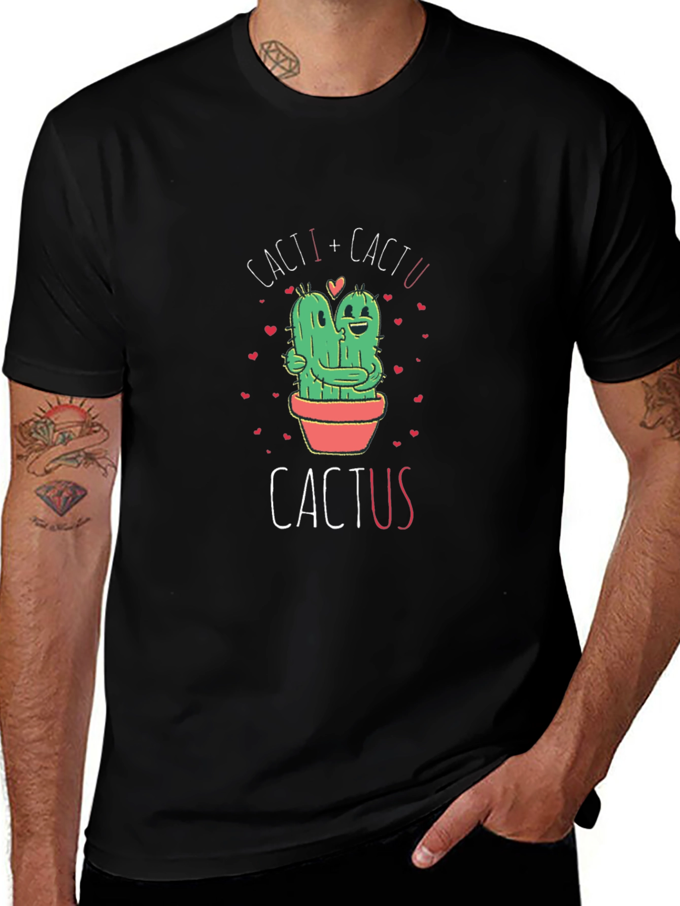 Variant 22 of Cacti + Cactu Cactus Hug Black T-Shirt
