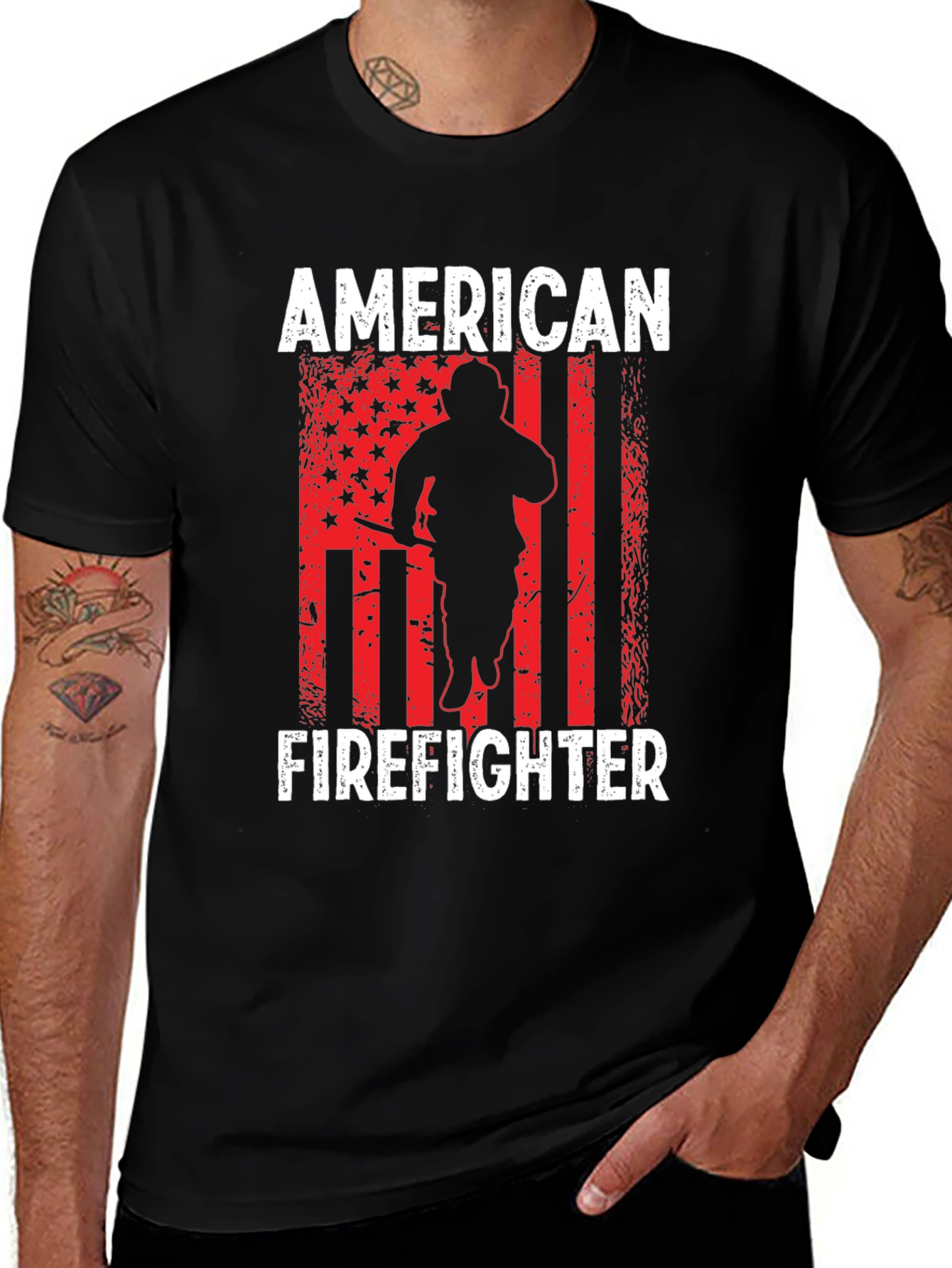 Variant 8 of American Firefighter Graphic Tee - Patriotic First Responder Shirt