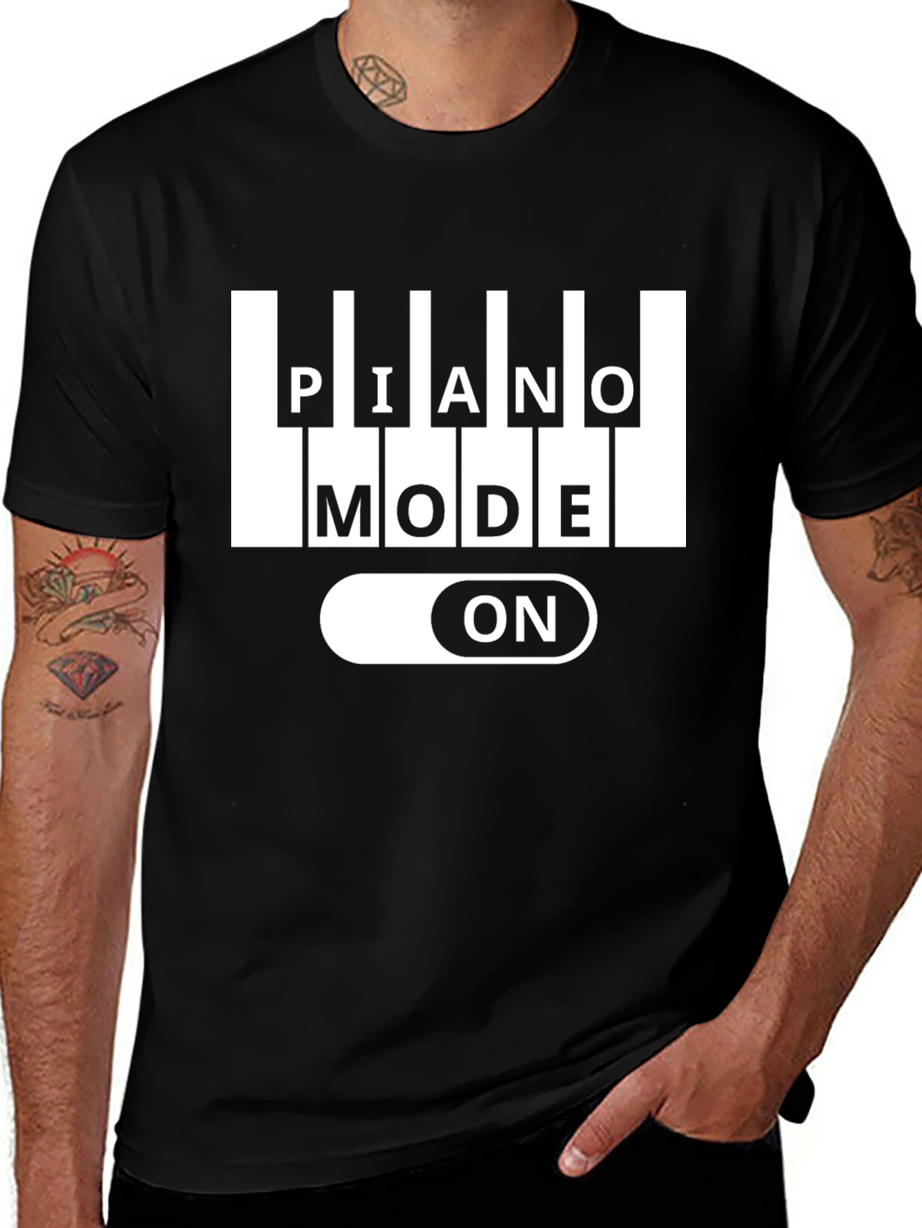 Piano Mode On Graphic Tee - Music Lover's T-Shirt