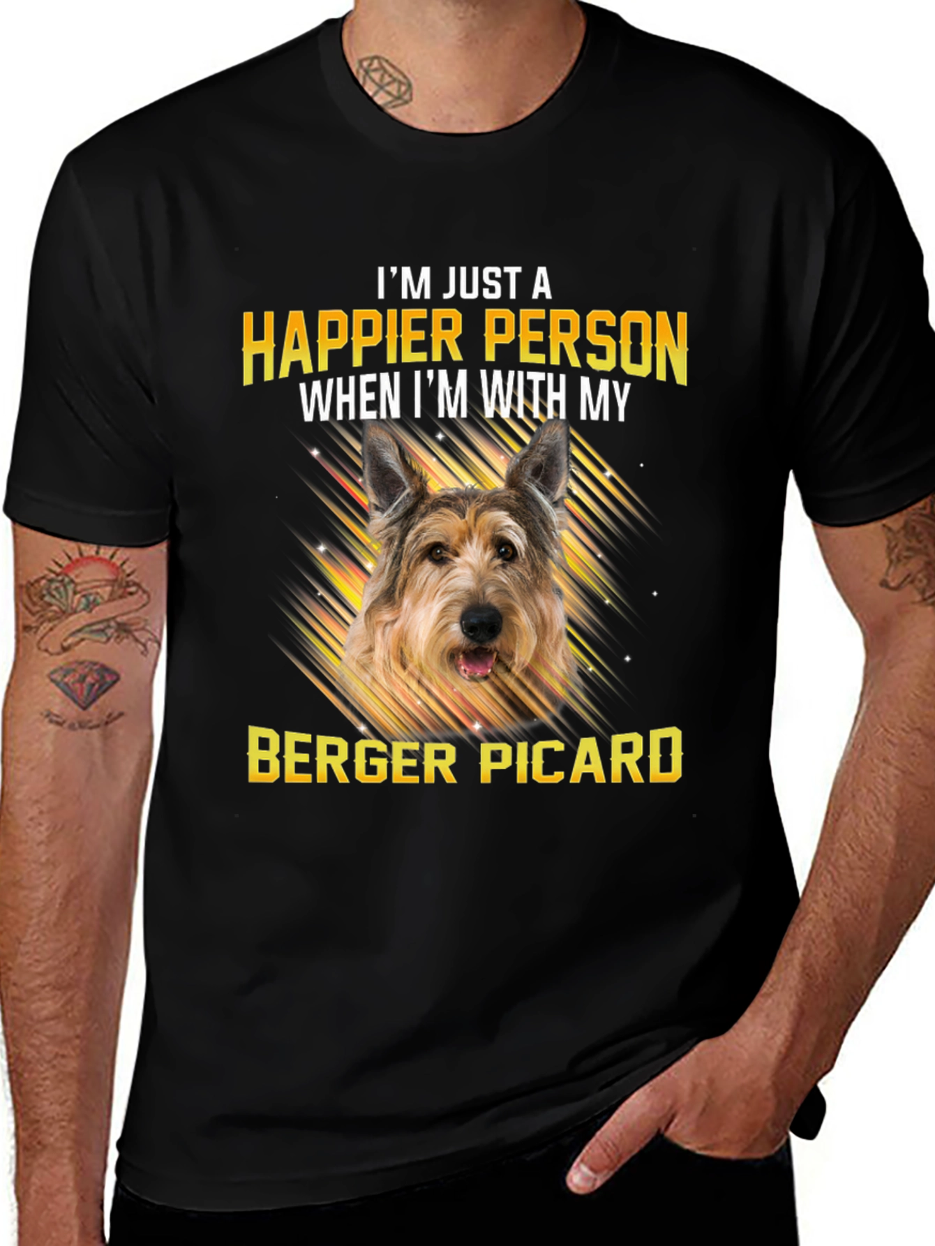 Variant 30 of Happier Person Berger Picard Dog T-Shirt