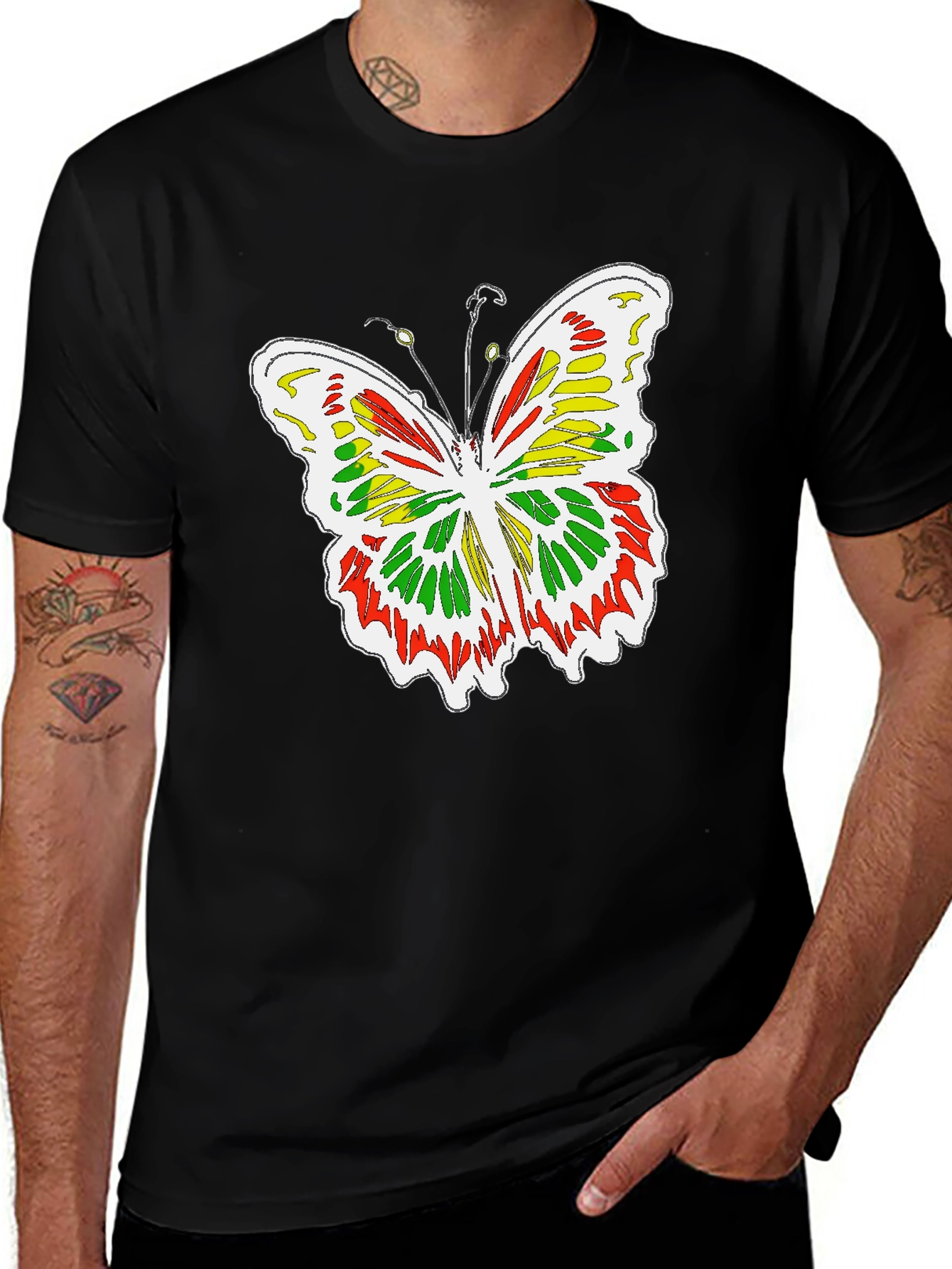 Butterfly Graphic Tee - Casual Black T-Shirt