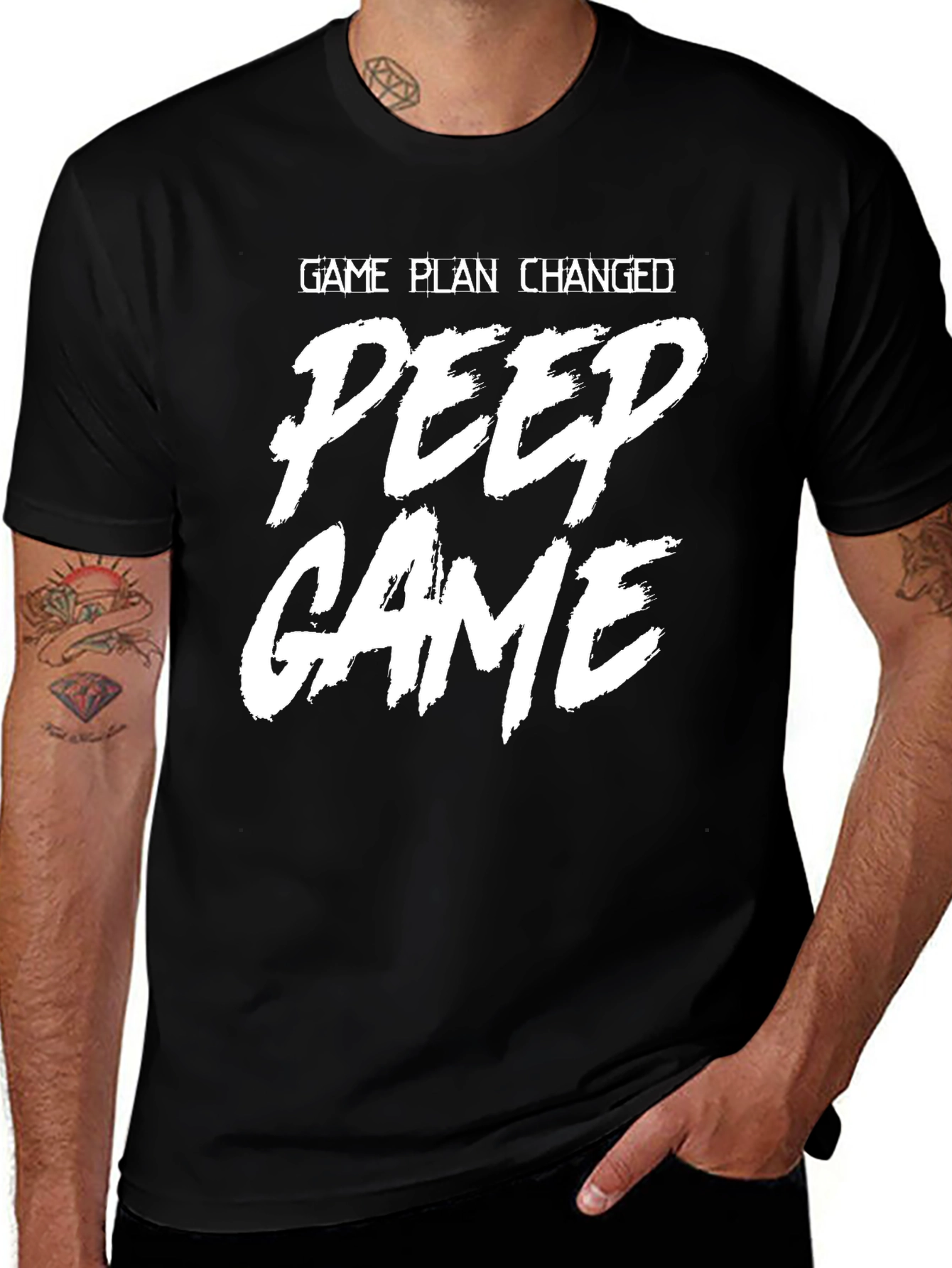 Black Peep Game T-Shirt - Black Graphic Tee for Men main image