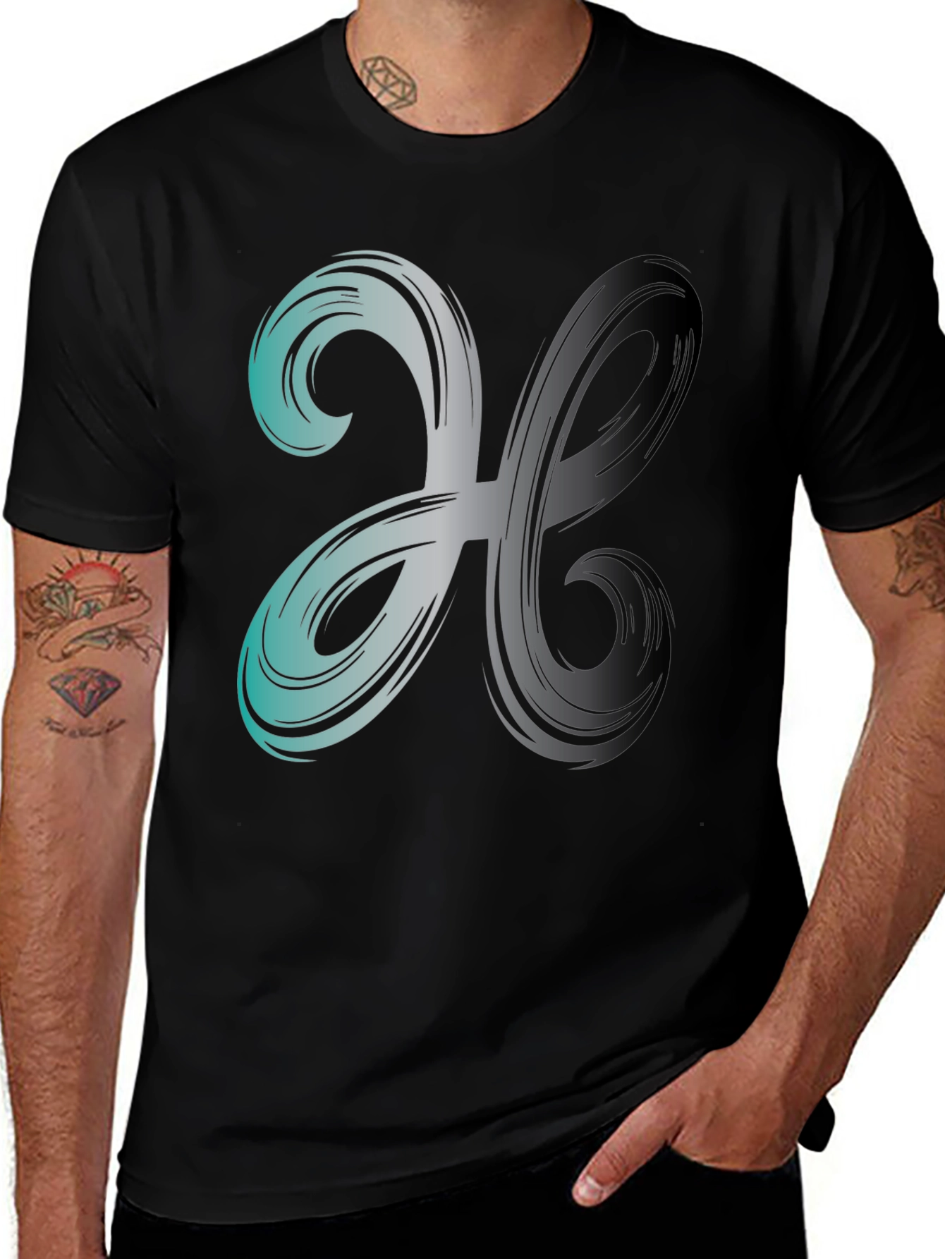 Variant 14 of Abstract Swirl Graphic Print Men's Black T-Shirt