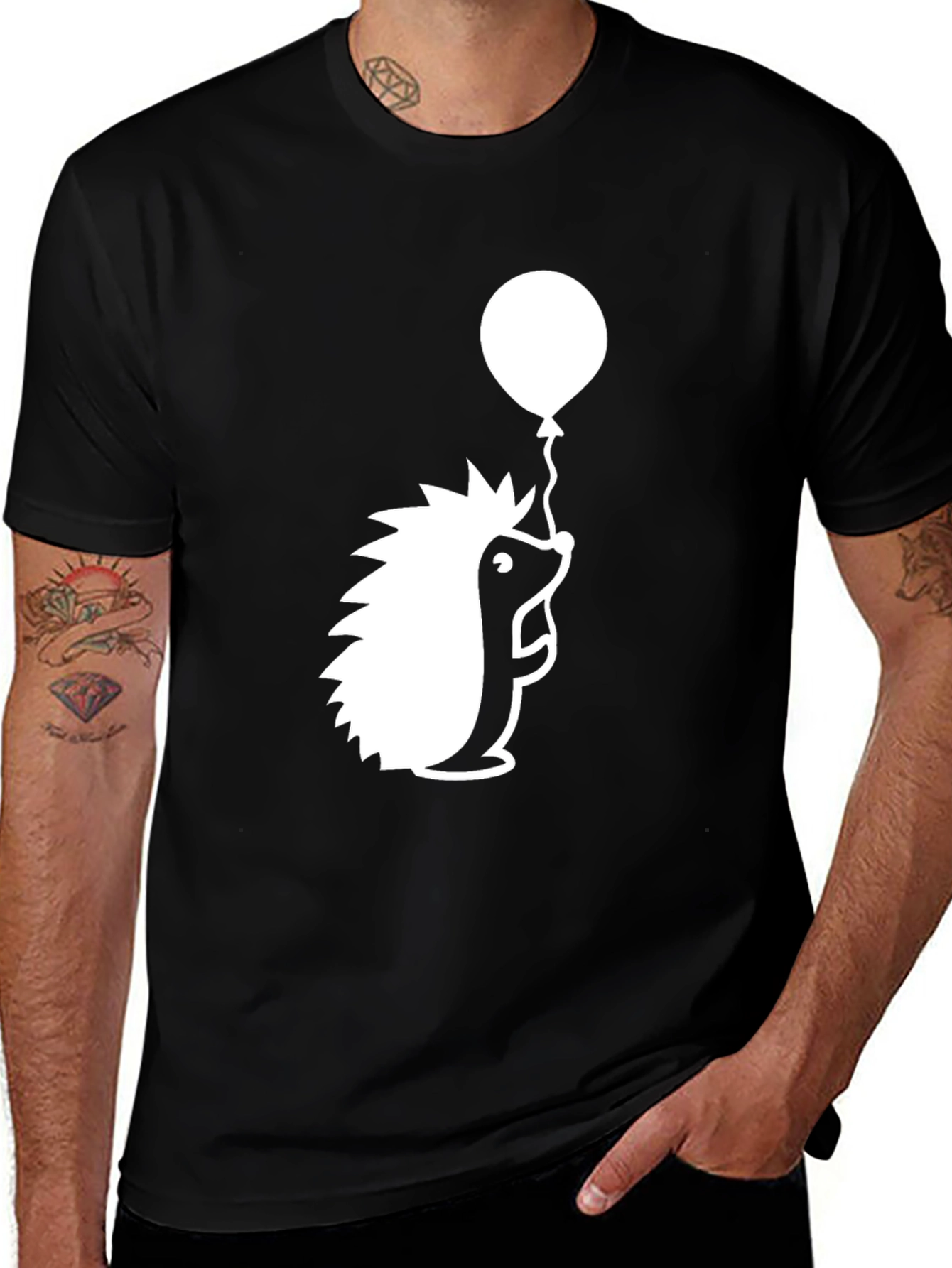 Variant 13 of Hedgehog with Balloon Black T-Shirt