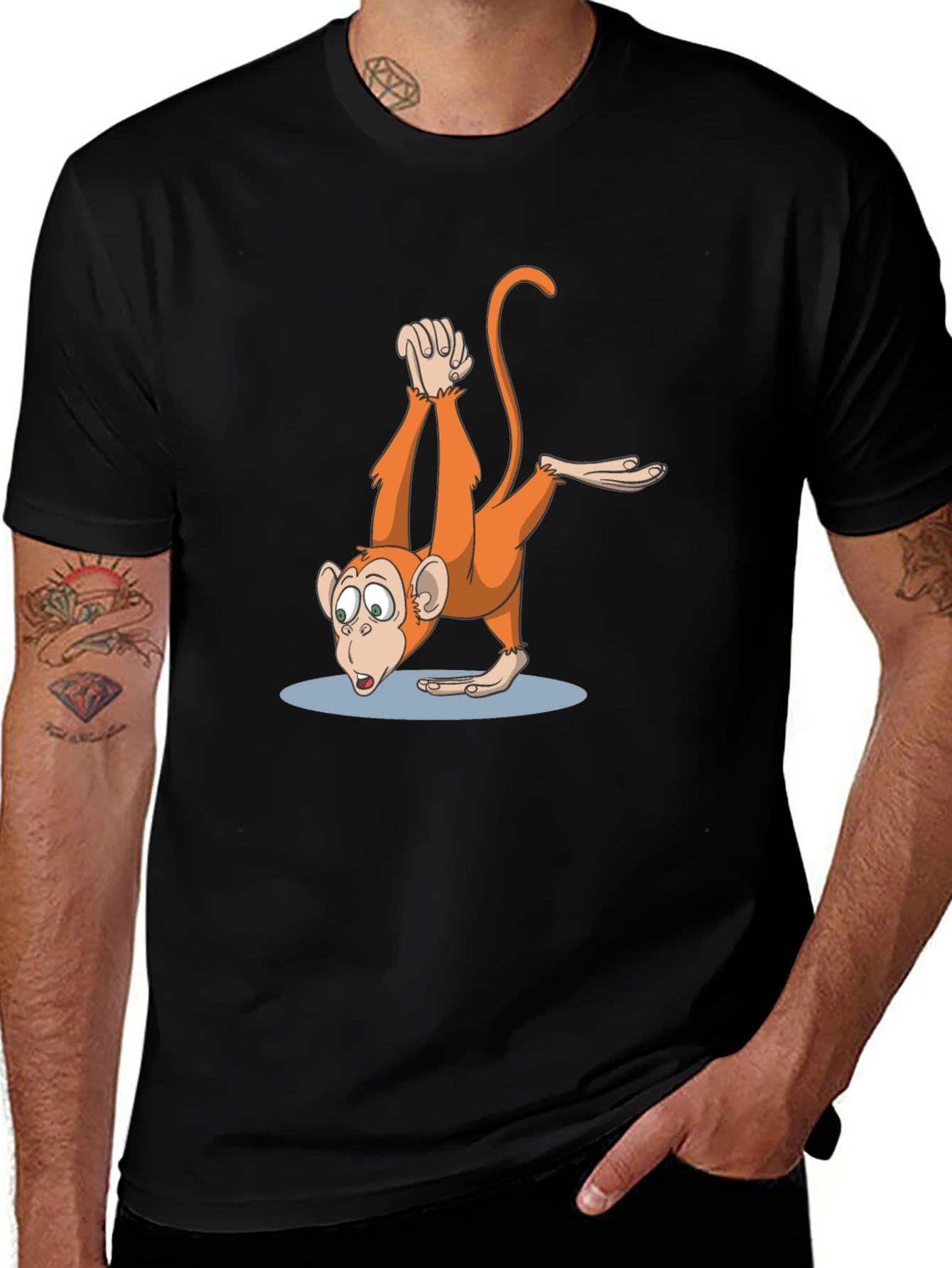 Variant 2 of Monkey Cartoon Graphic Tee - Black