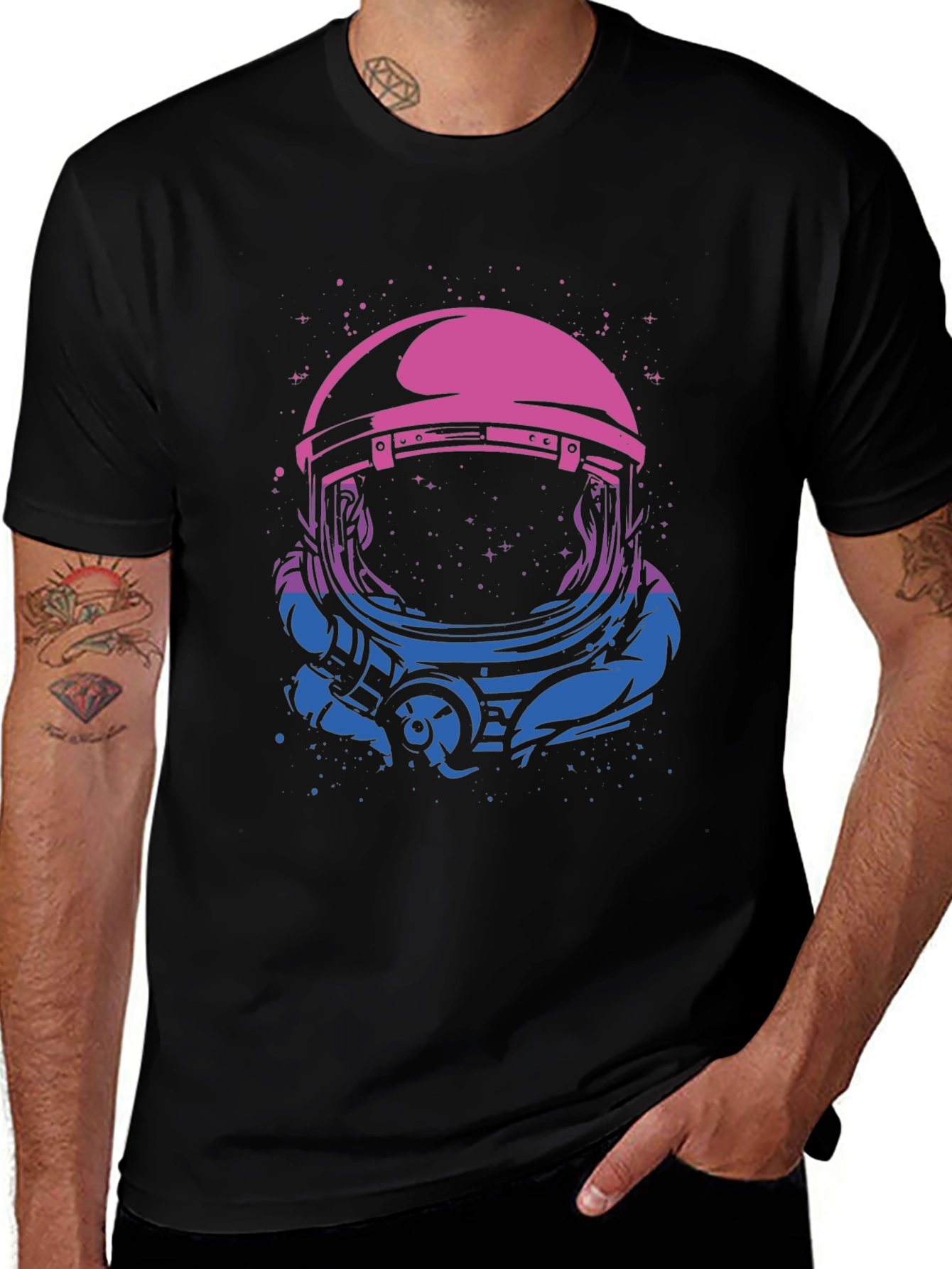 Variant 24 of Astronaut Helmet Graphic Tee - Galaxy Design