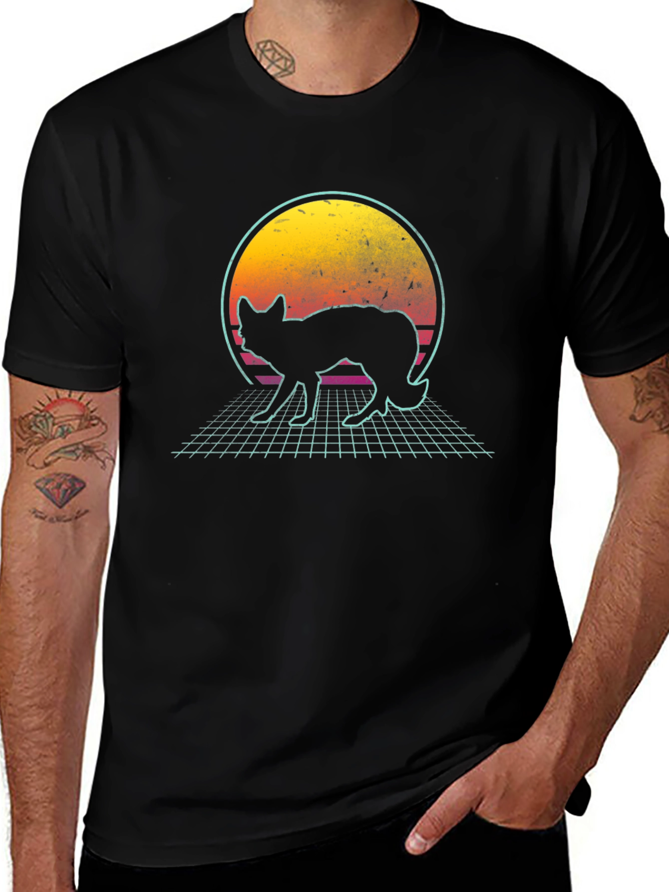 Variant 16 of Retro Fox Graphic Tee - Black T-Shirt
