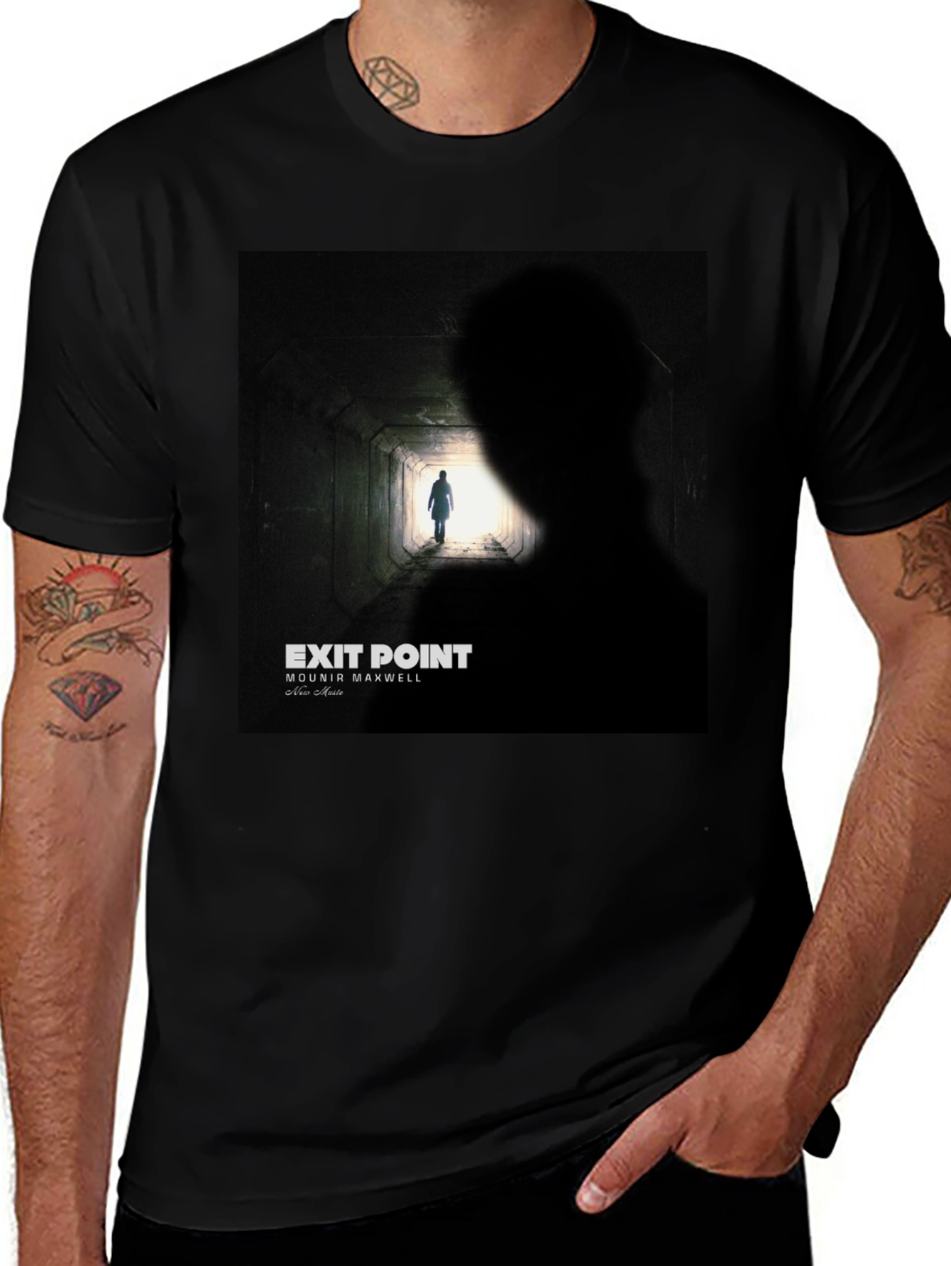 Variant 21 of Exit Point Graphic Tee - Mounir Maxwell Album Cover Black T-Shirt
