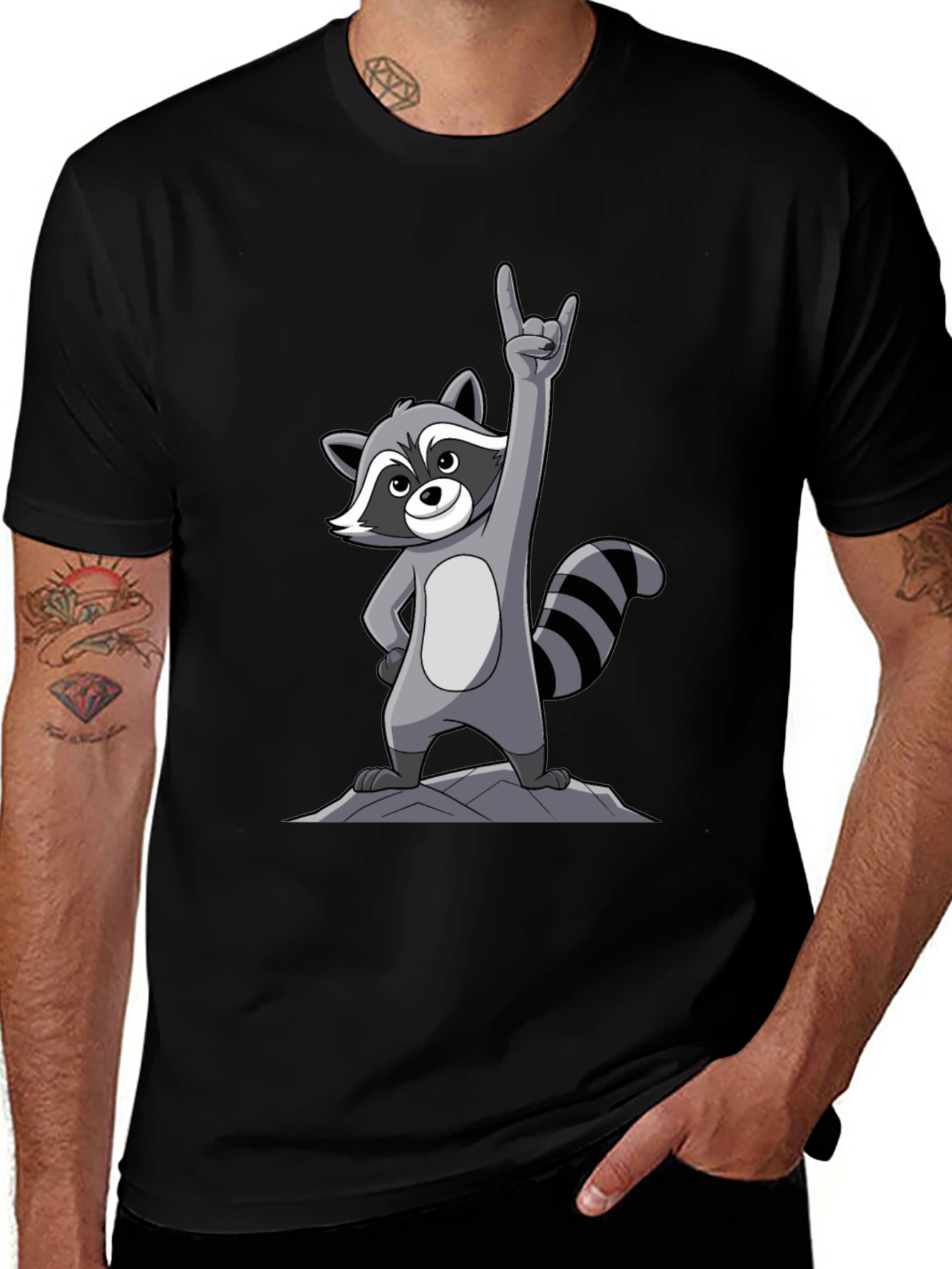 Variant 17 of Rocker Raccoon Graphic Tee - Rock On!