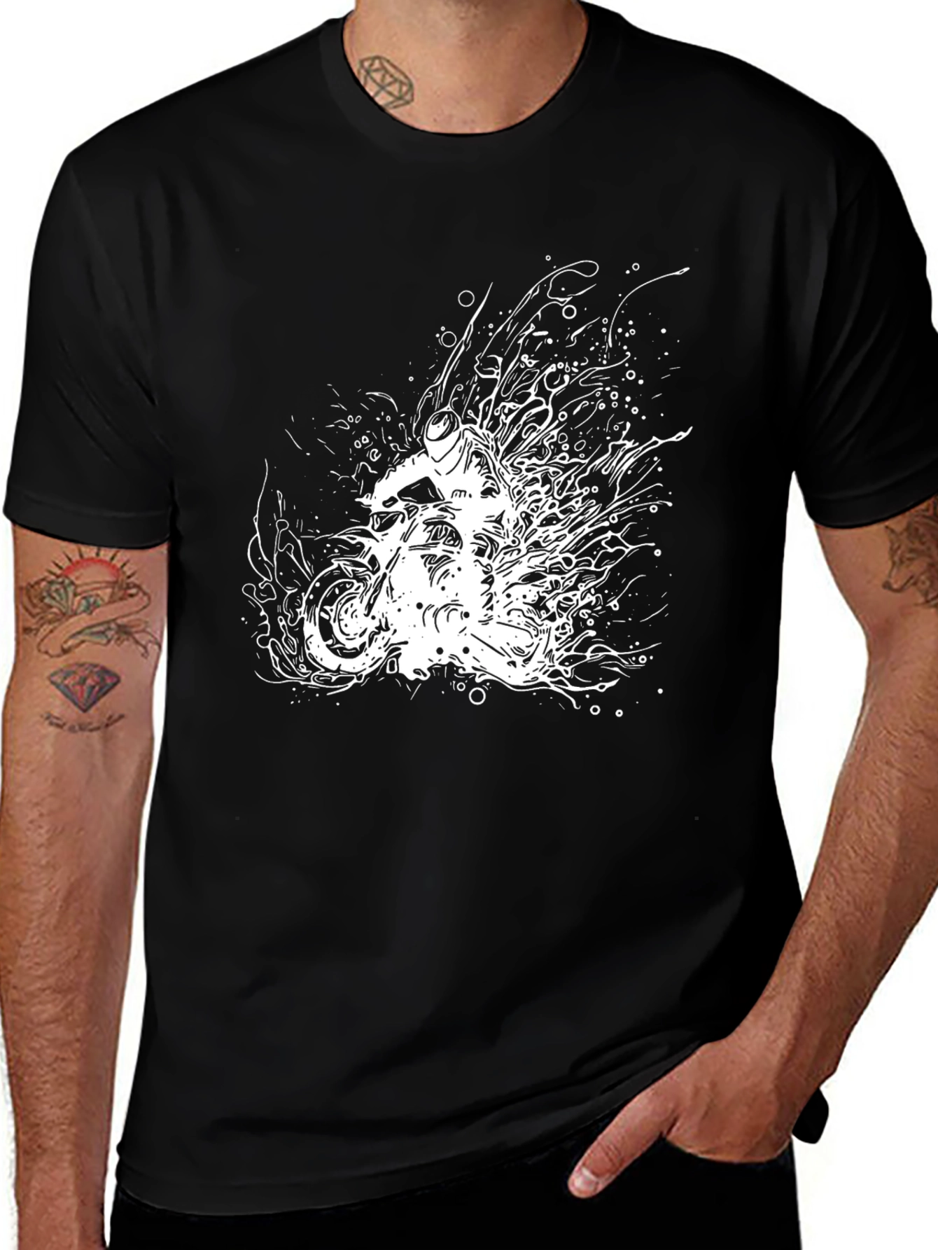Variant 5 of Cool Motorcycle Graphic Tee - Black Cotton T-Shirt