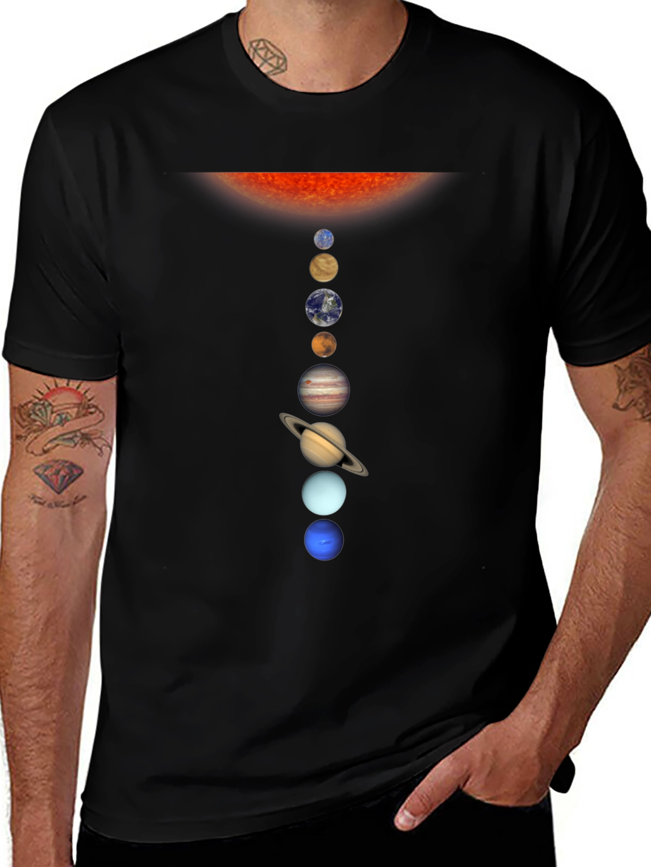 Variant 29 of Solar System Planets Graphic T-Shirt - Black