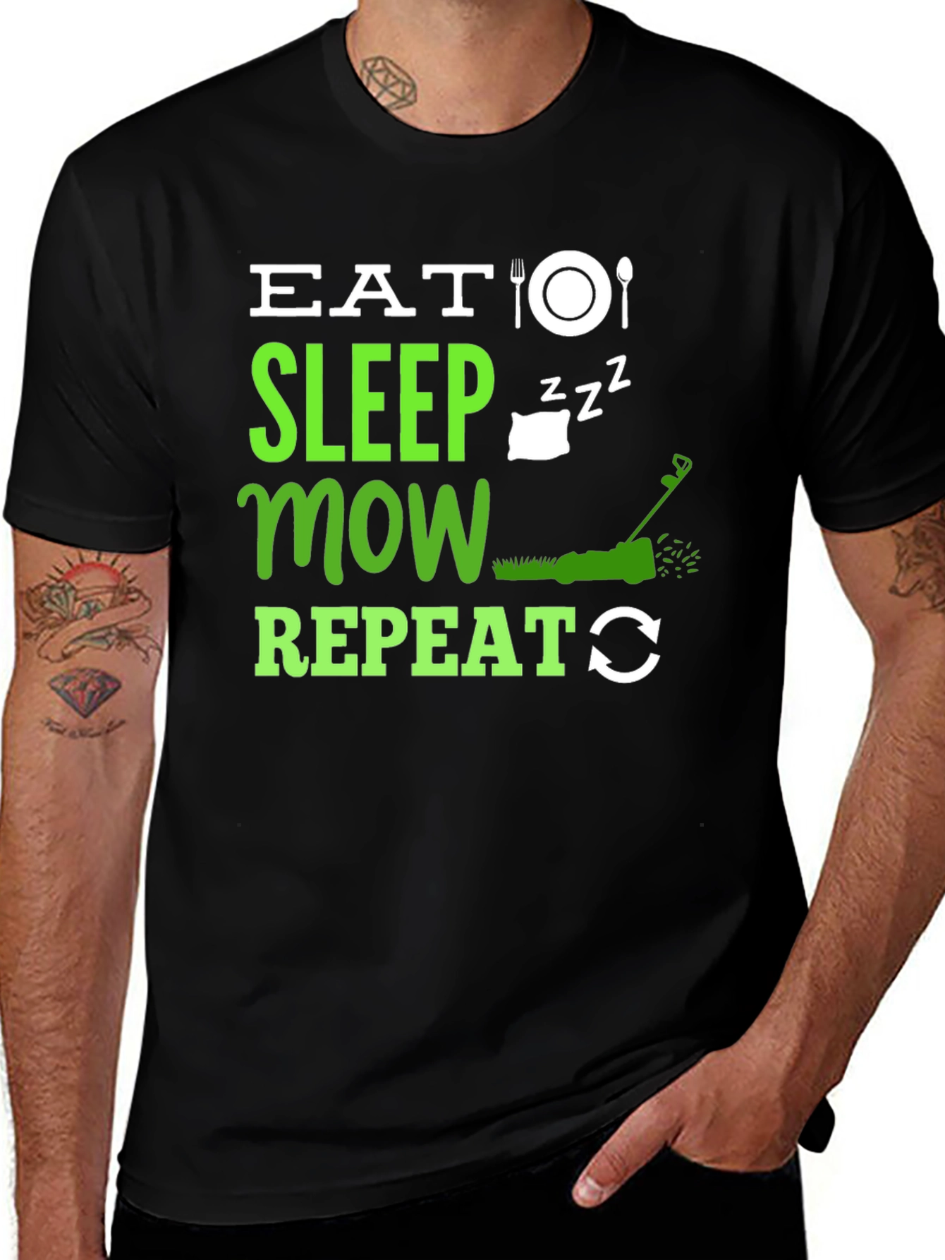 Variant 27 of Eat Sleep Mow Repeat T-Shirt - Lawn Care Humor