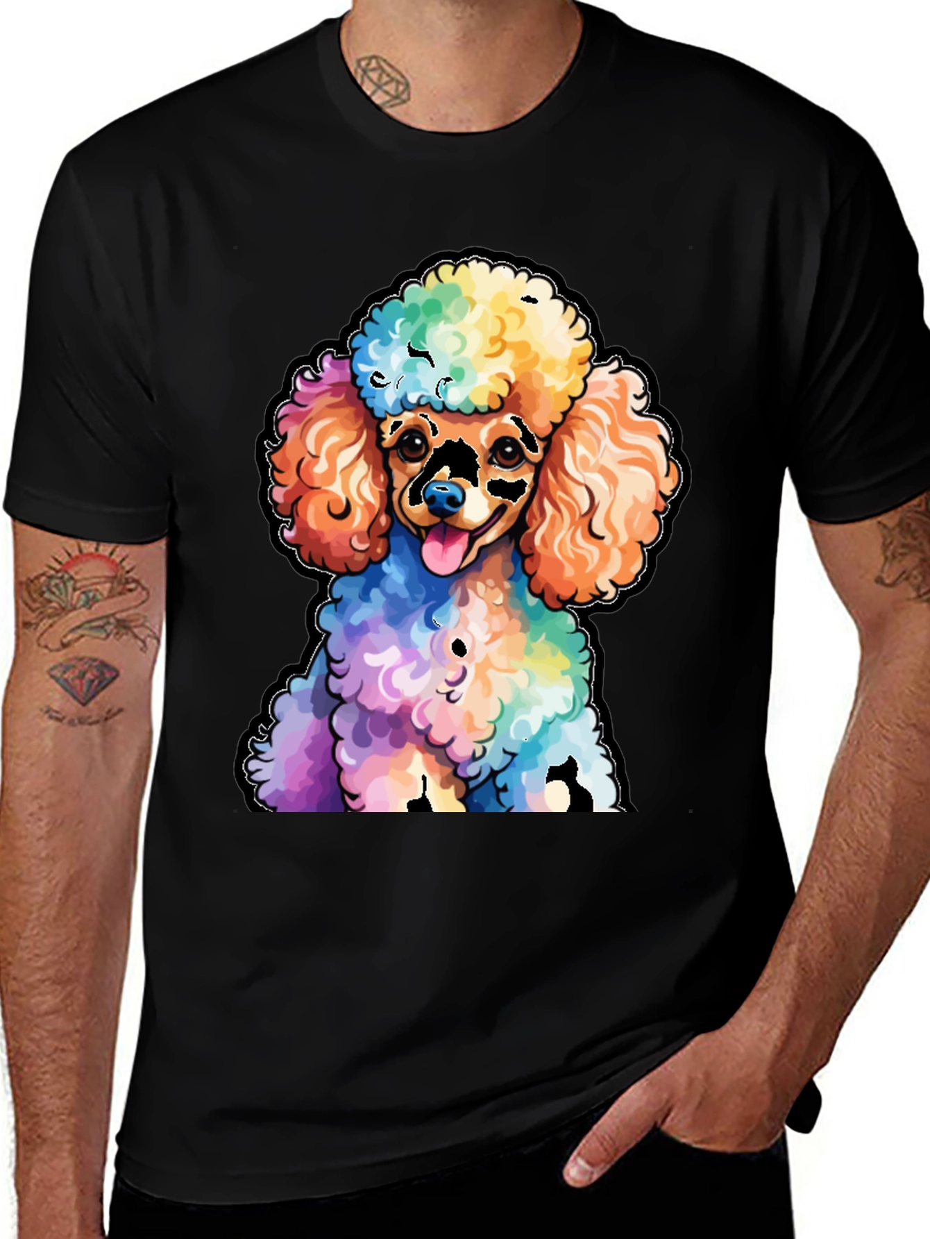Variant 17 of Rainbow Poodle Graphic T-Shirt