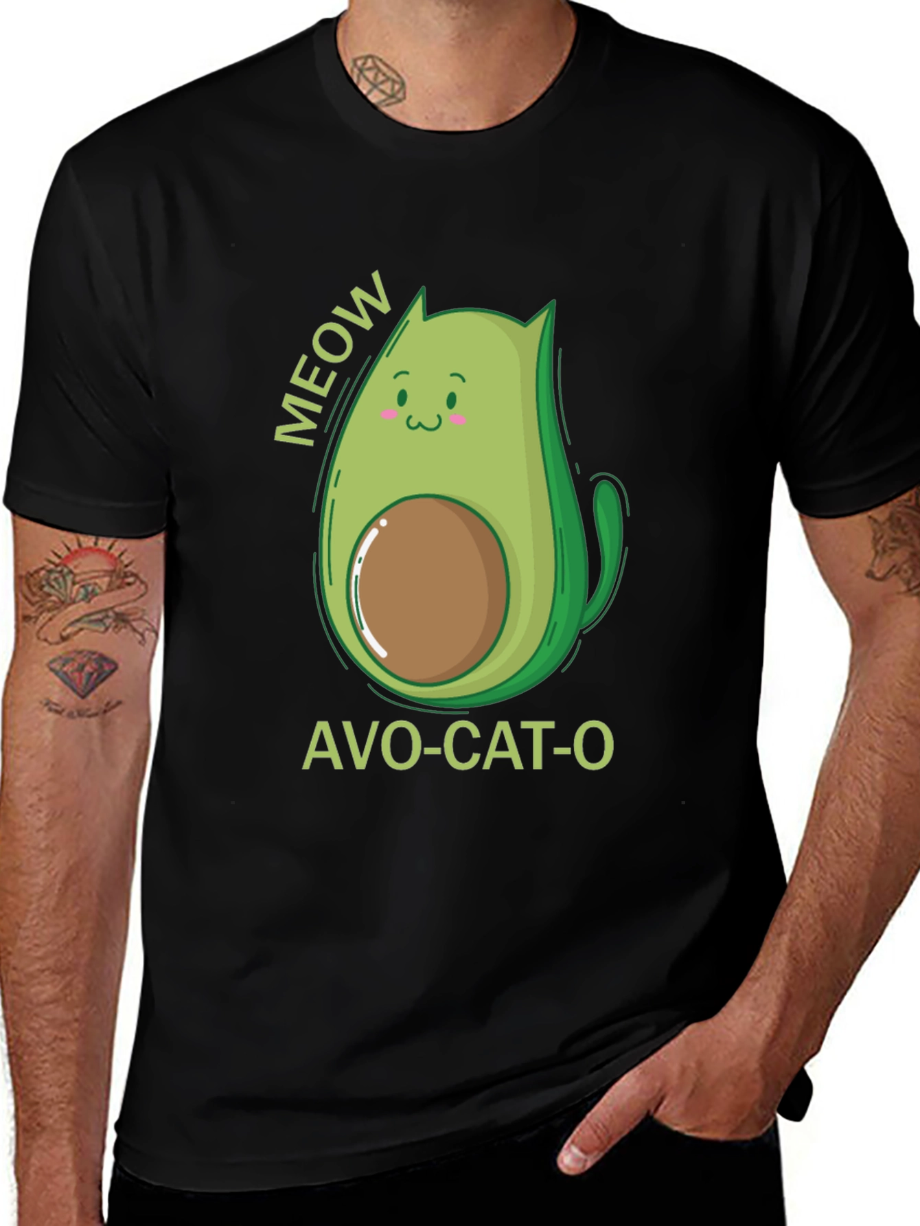 Avo-Cat-O T-Shirt Funny Avocado Cat Pun Tee