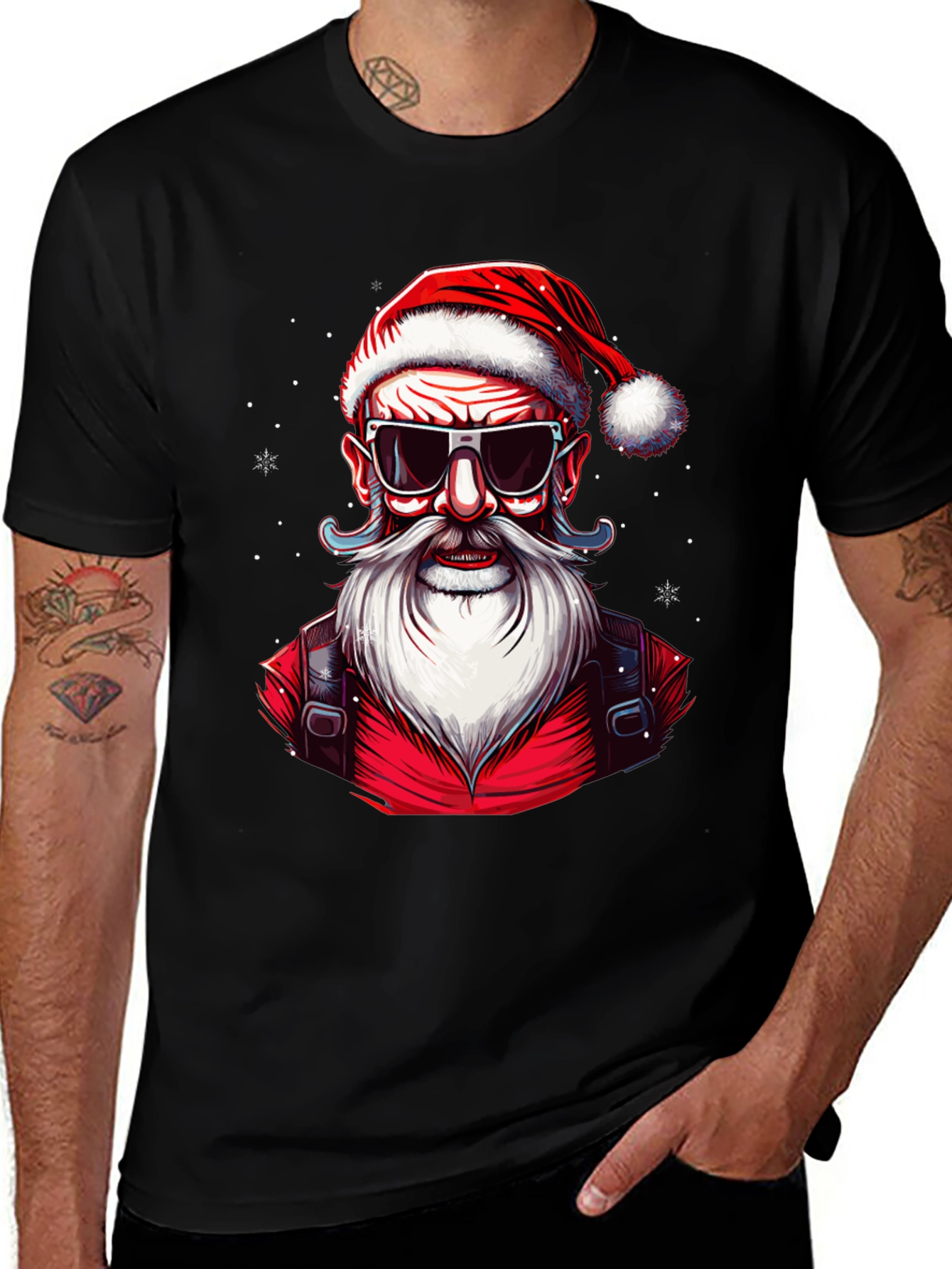 Cool Santa Graphic Tee - Holiday Style