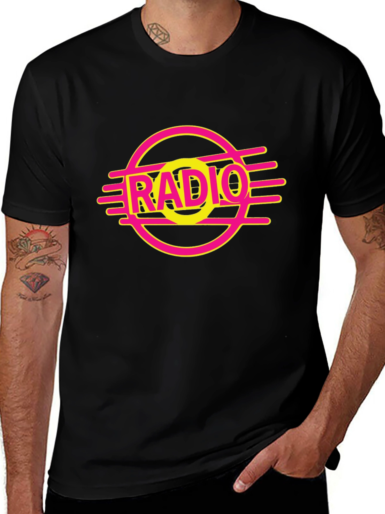 Variant 29 of Retro Radio Graphic Tee - Black