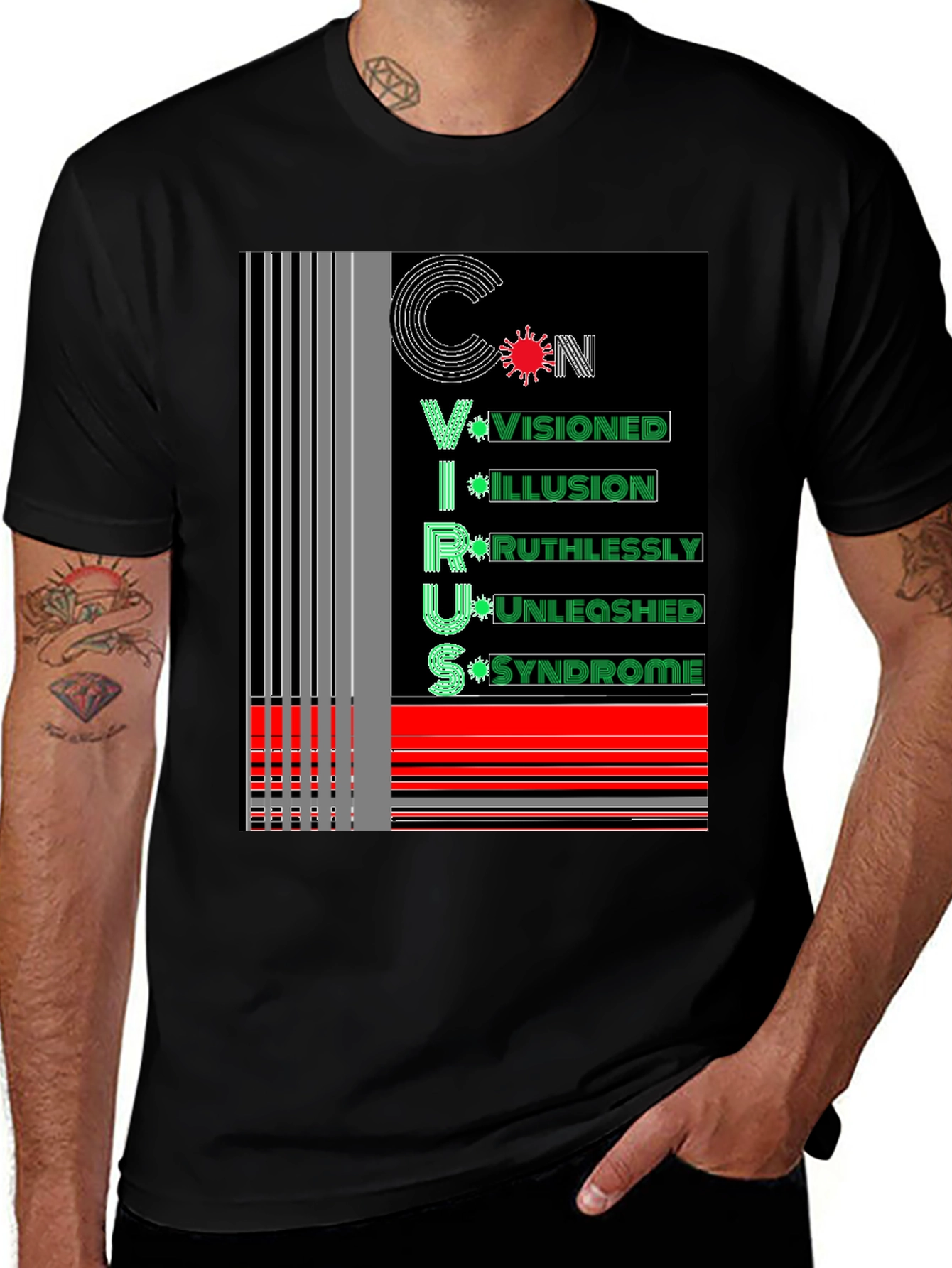 Variant 2 of Unique Virus Graphic Tee - Black Cotton