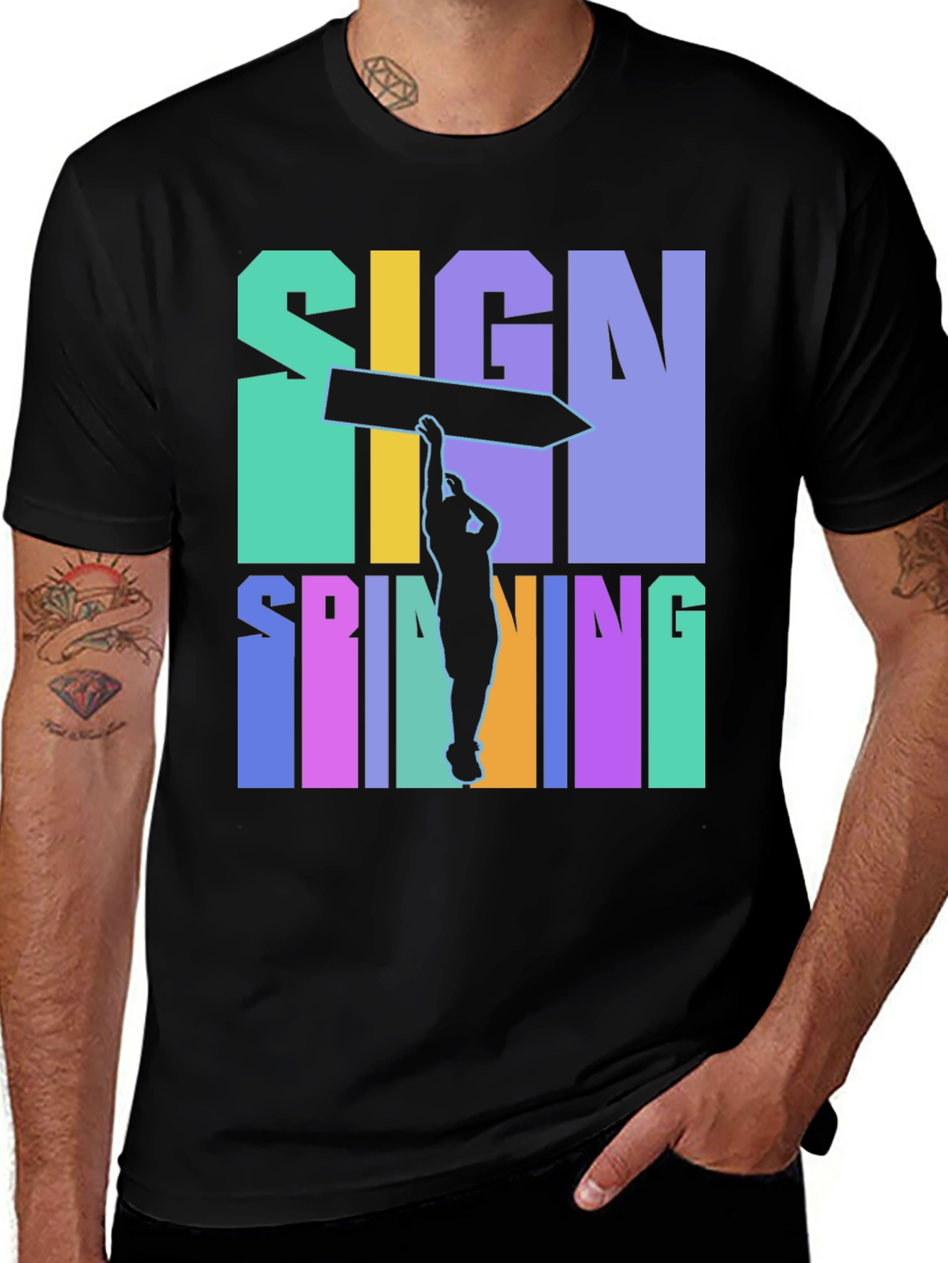 Variant 9 of Sign Spinning Graphic Tee - Cool & Unique Design