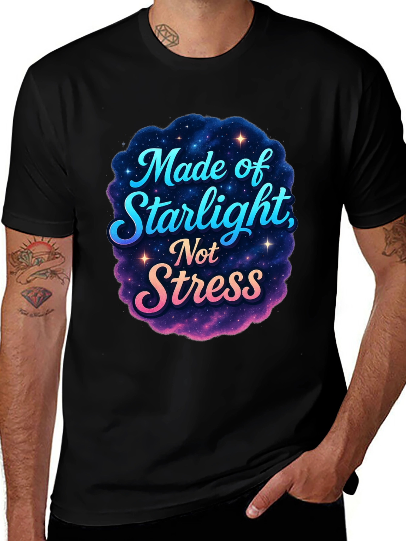 Made of Starlight Not Stress Black T-Shirt
