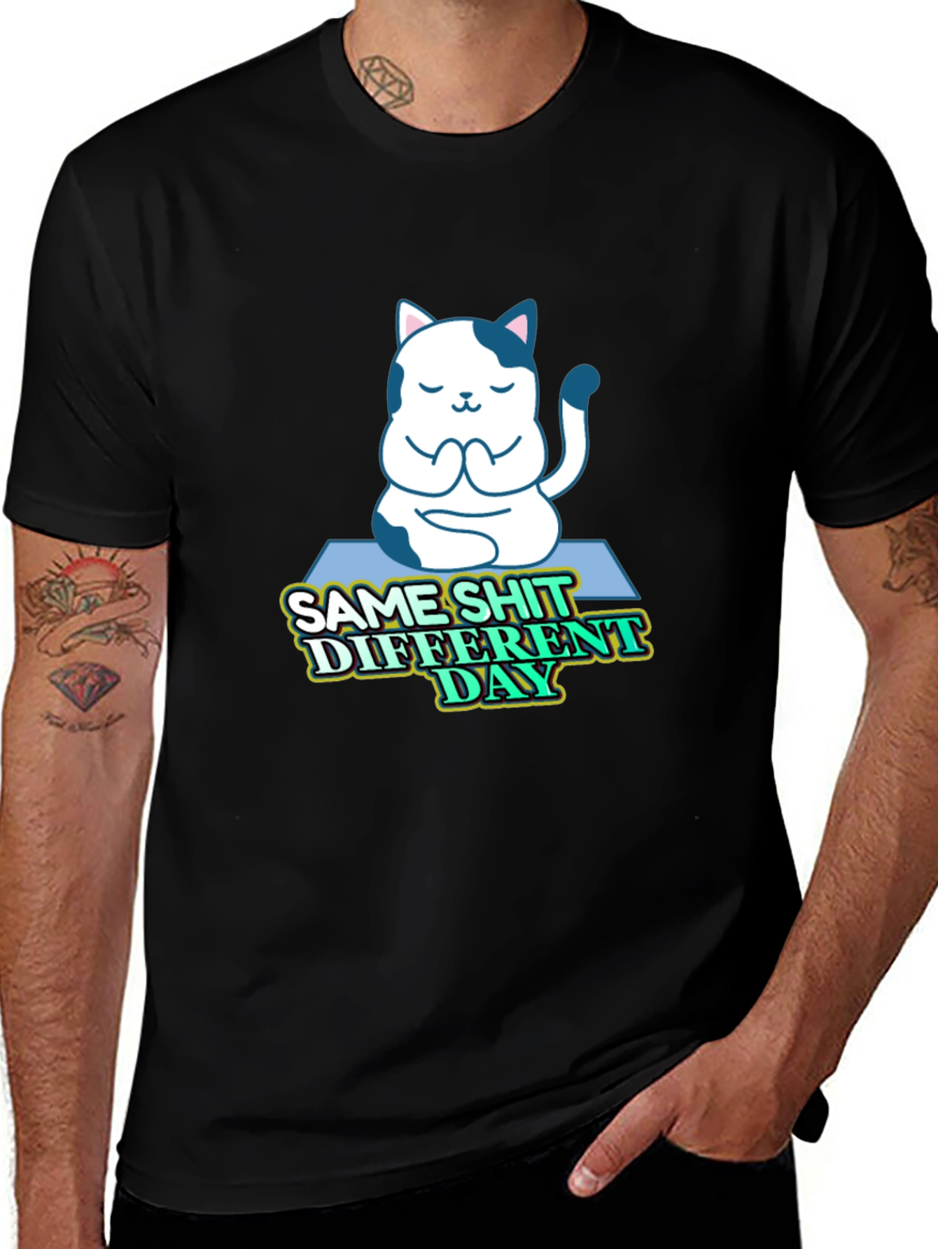 Variant 10 of Funny Yoga Cat T-Shirt - Same Shit Different Day