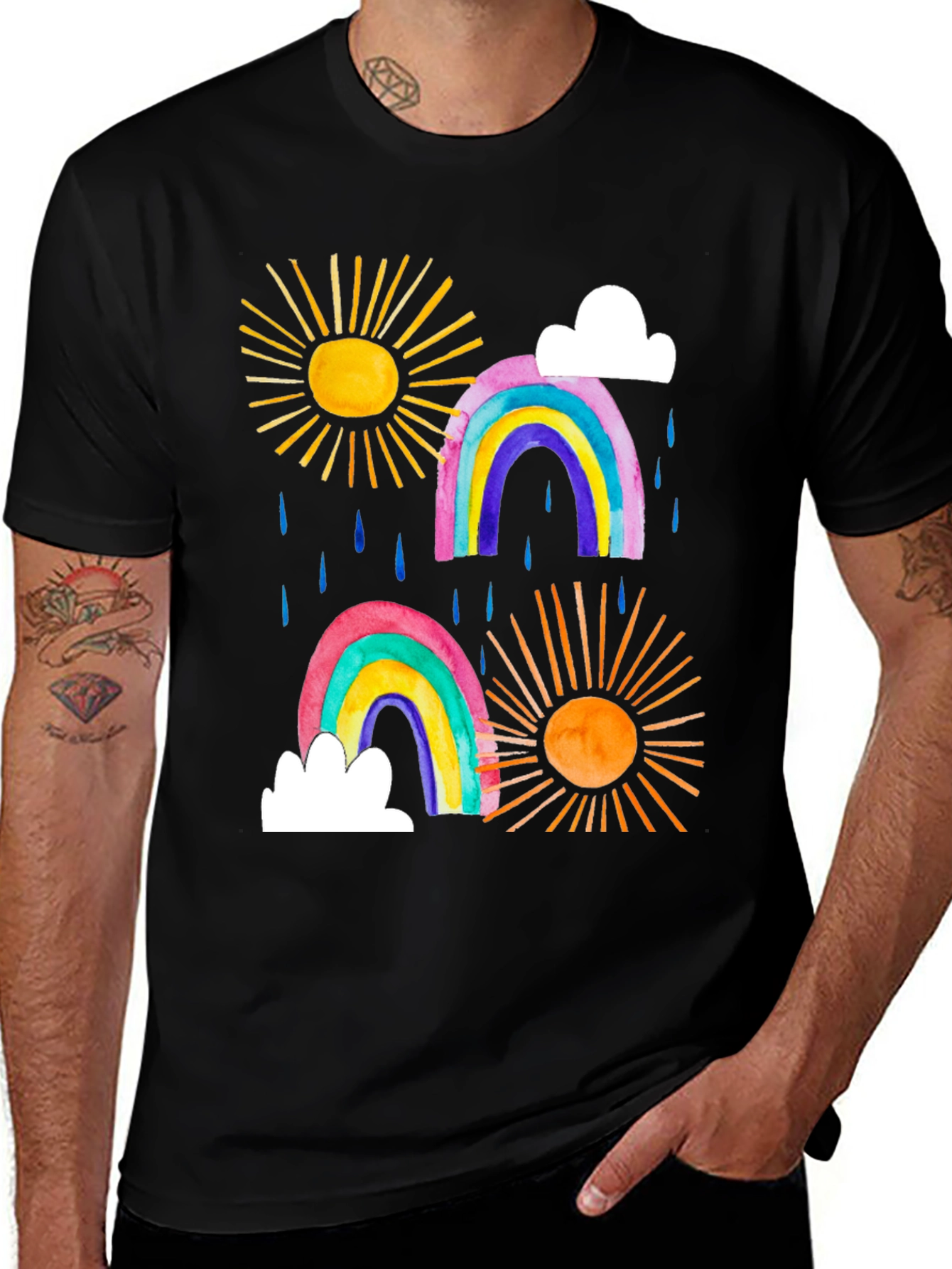 Variant 24 of Rainbow Sun Graphic Tee - Whimsical Style