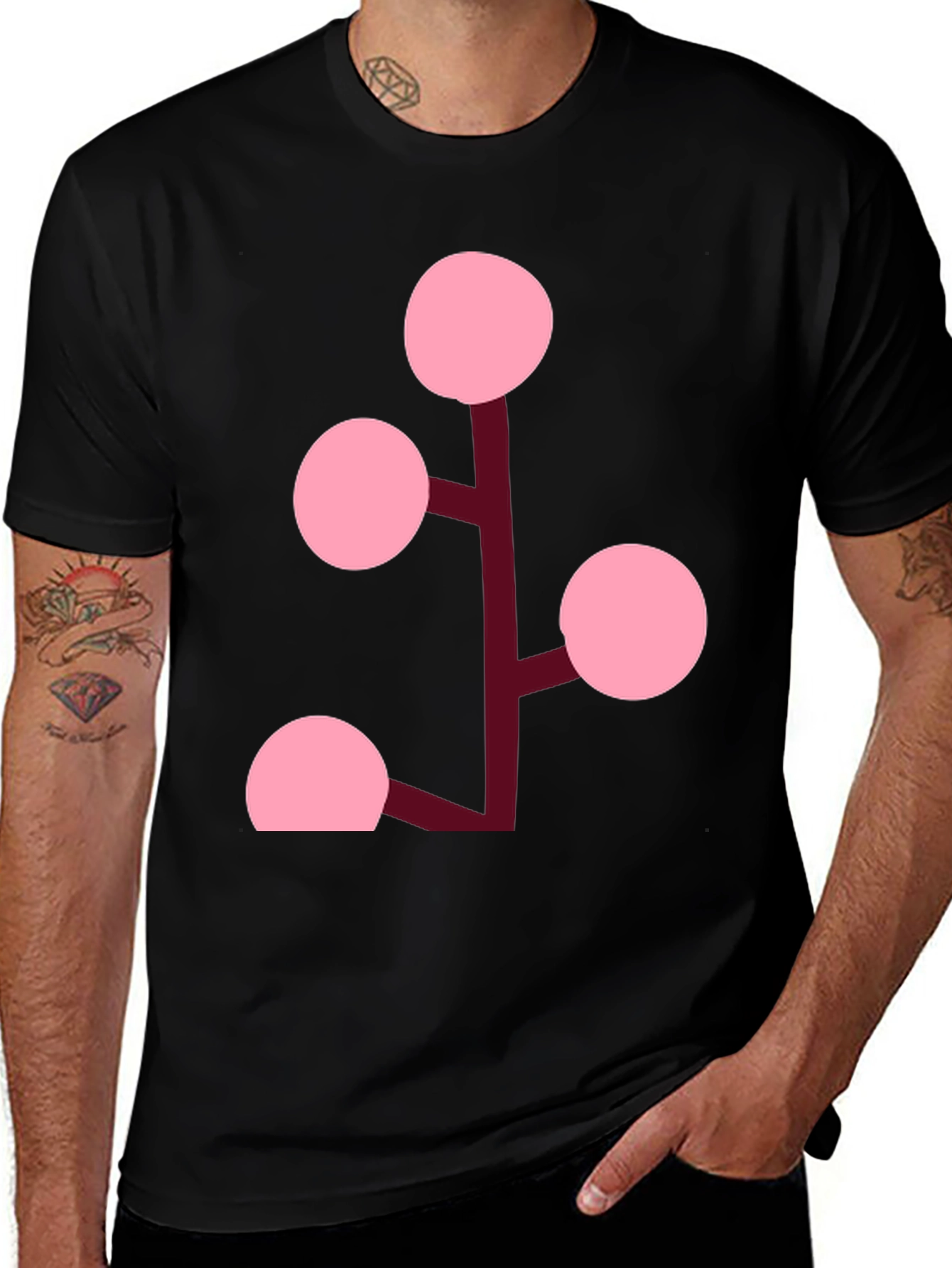 Variant 13 of Modern Art Black T-Shirt with Geometric Floral Design