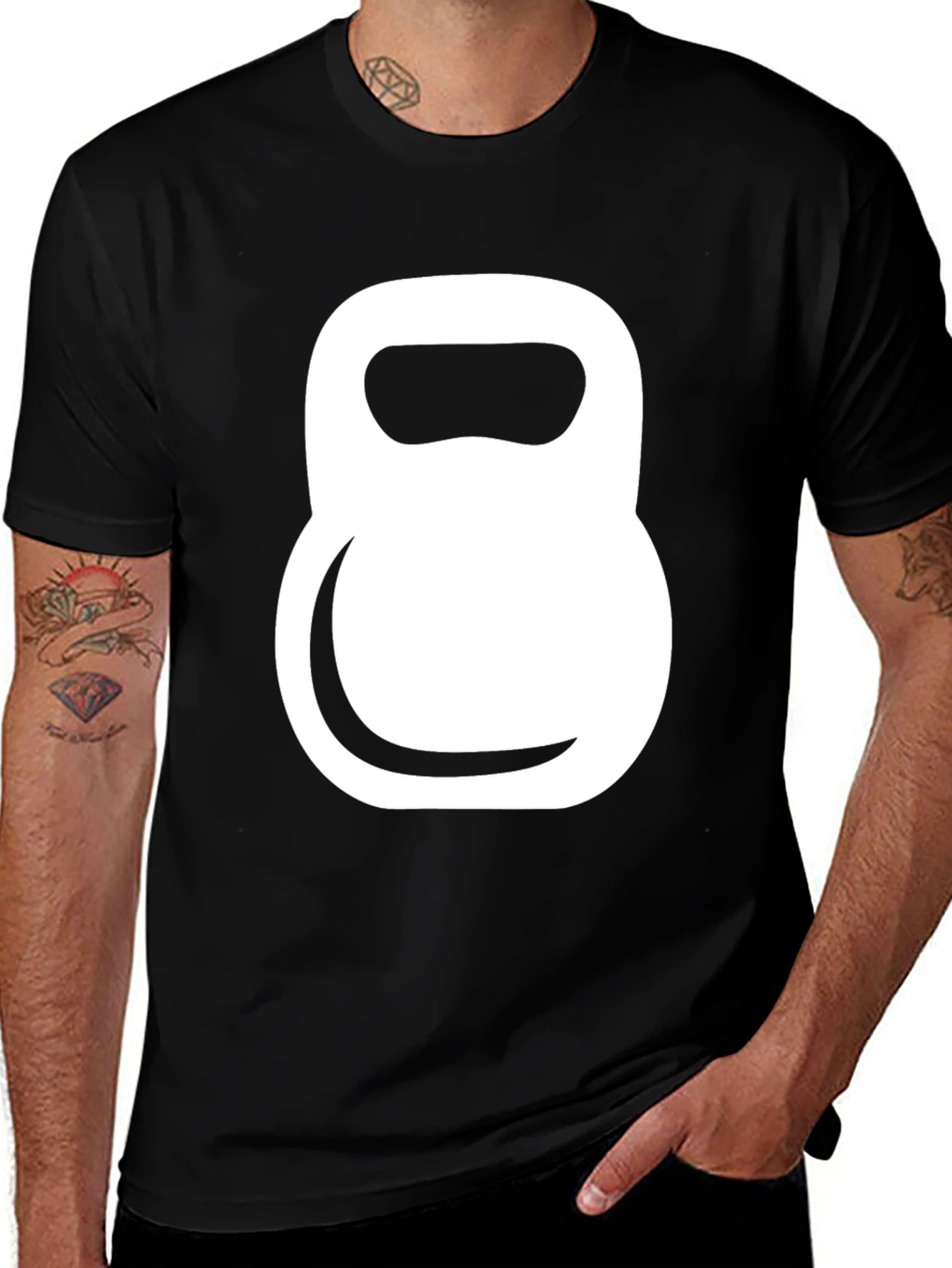 Variant 11 of Kettlebell Graphic Tee - Black Cotton Gym Shirt
