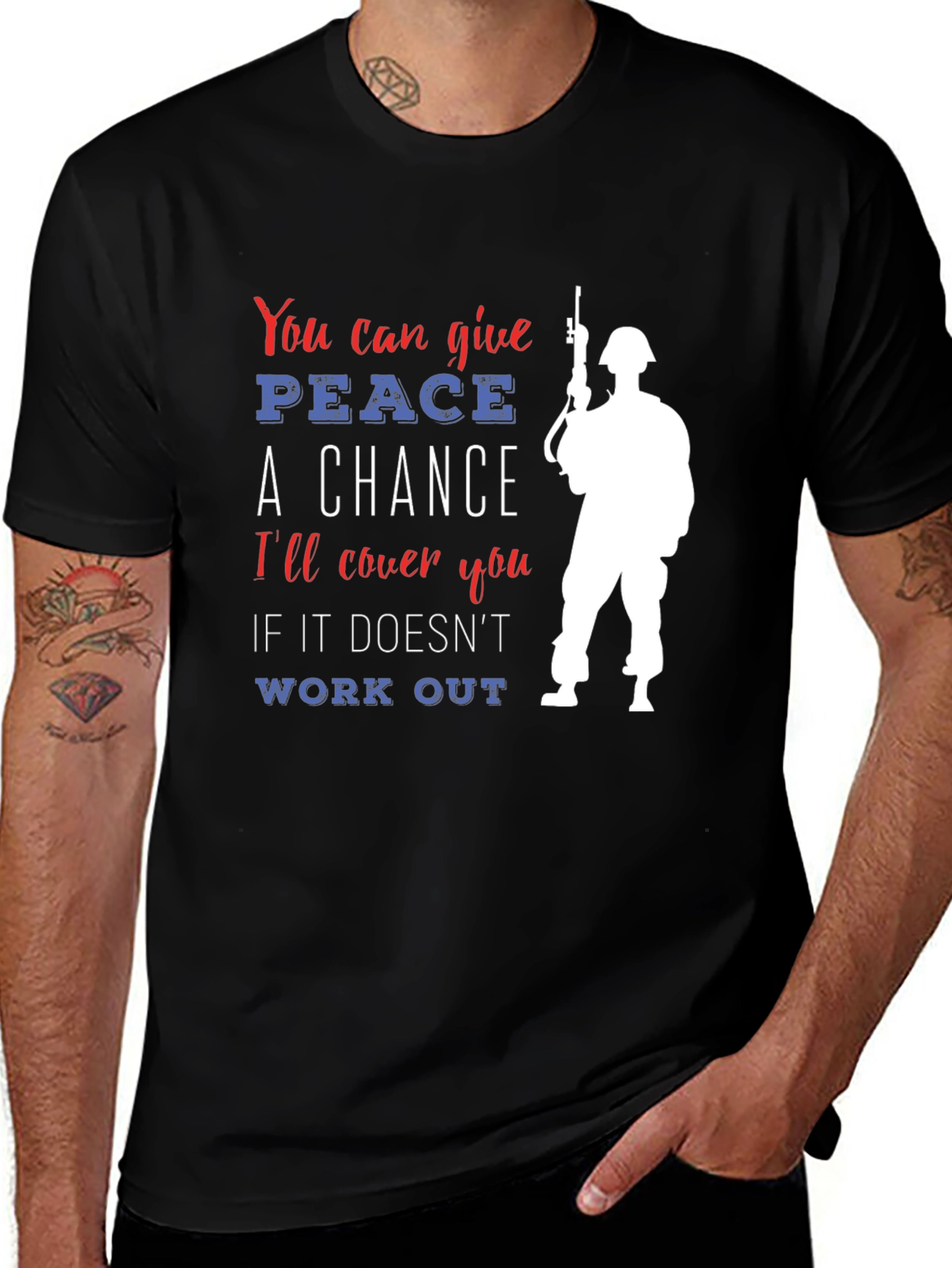 Variant 17 of Peace A Chance Graphic Tee Patriotic Design