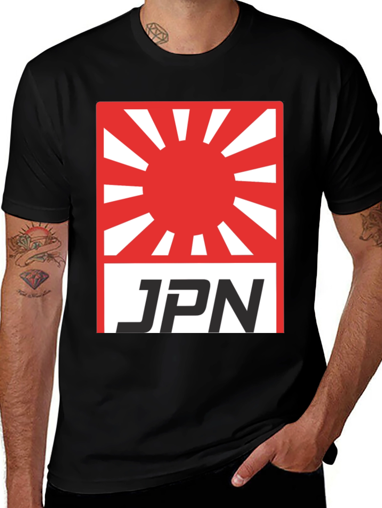 Variant 14 of JPN Sun Graphic Tee - Black Cotton Casual T-Shirt