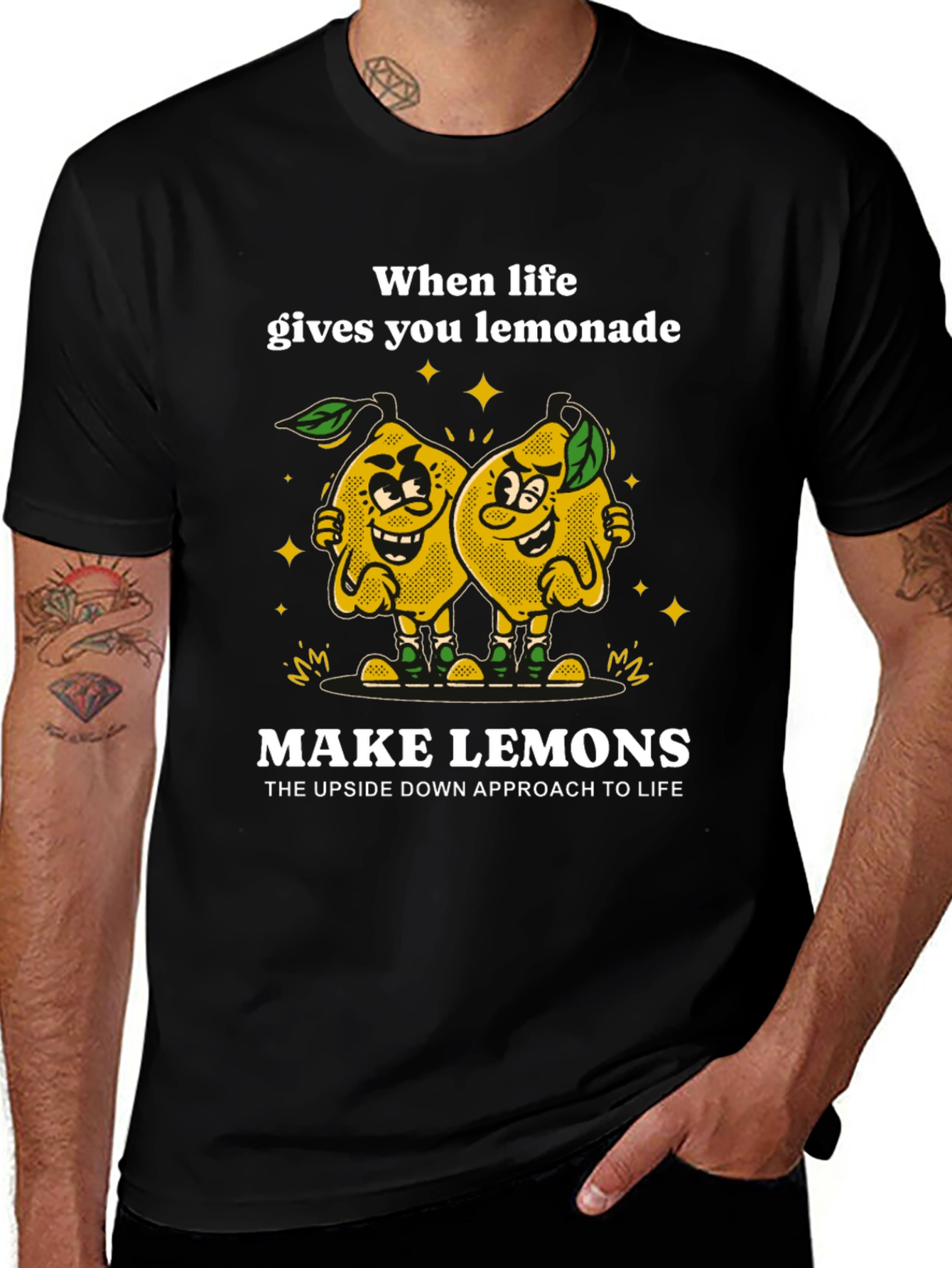 Black Funny Lemon Graphic Tee - Make Lemons T-Shirt main image