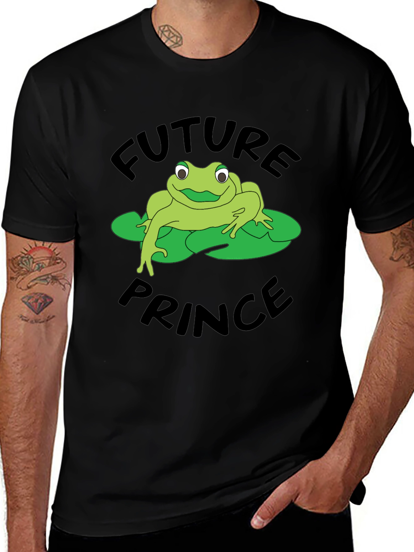 Variant 5 of Future Prince Frog Graphic Black T-Shirt