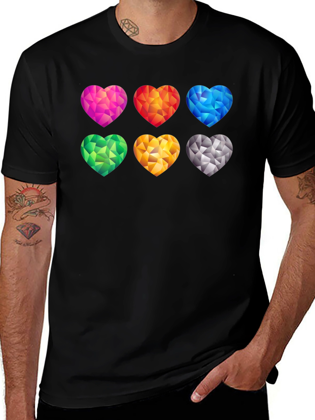 Variant 7 of Geometric Heart Pattern Graphic Tee