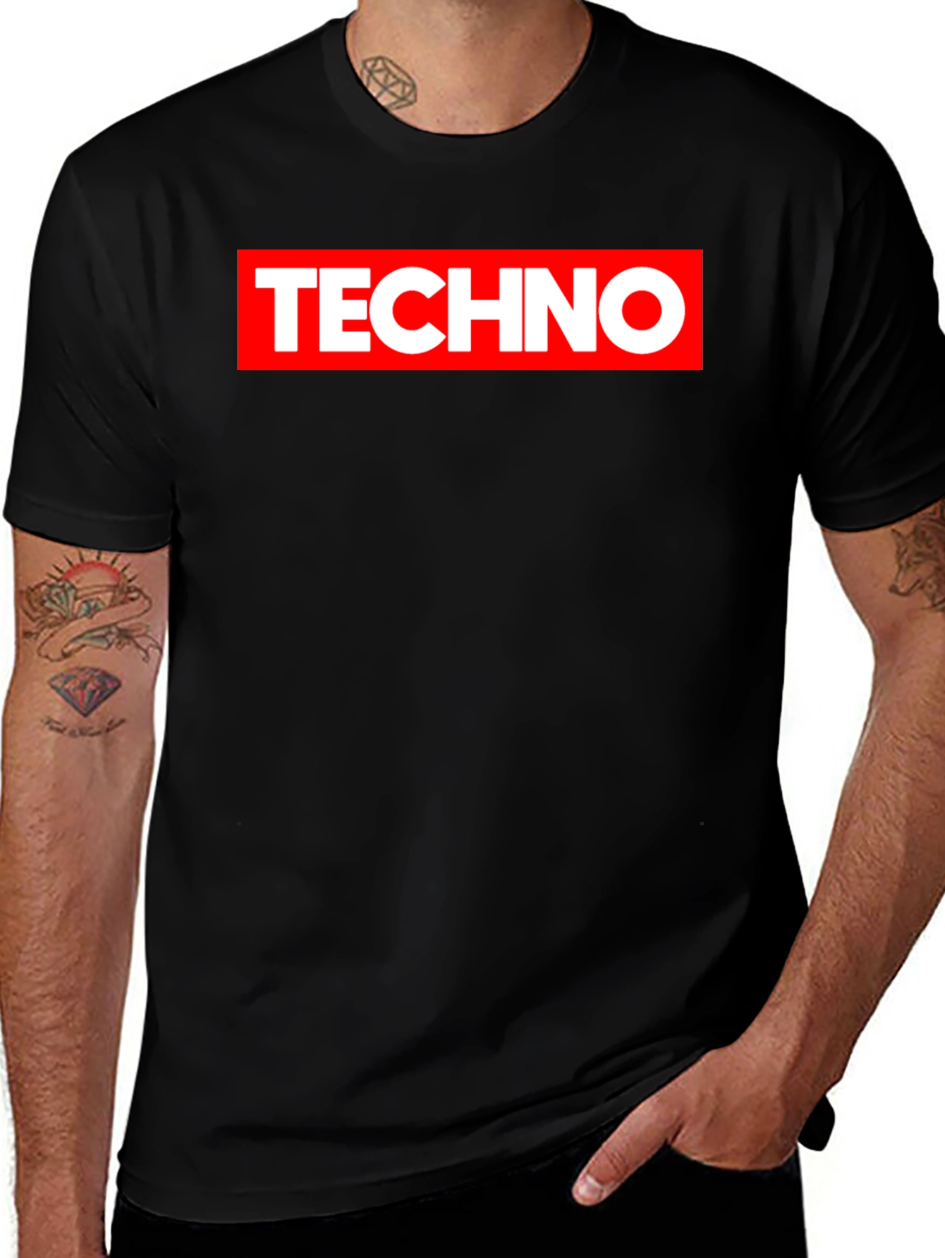 Techno Graphic Print Black T-Shirt