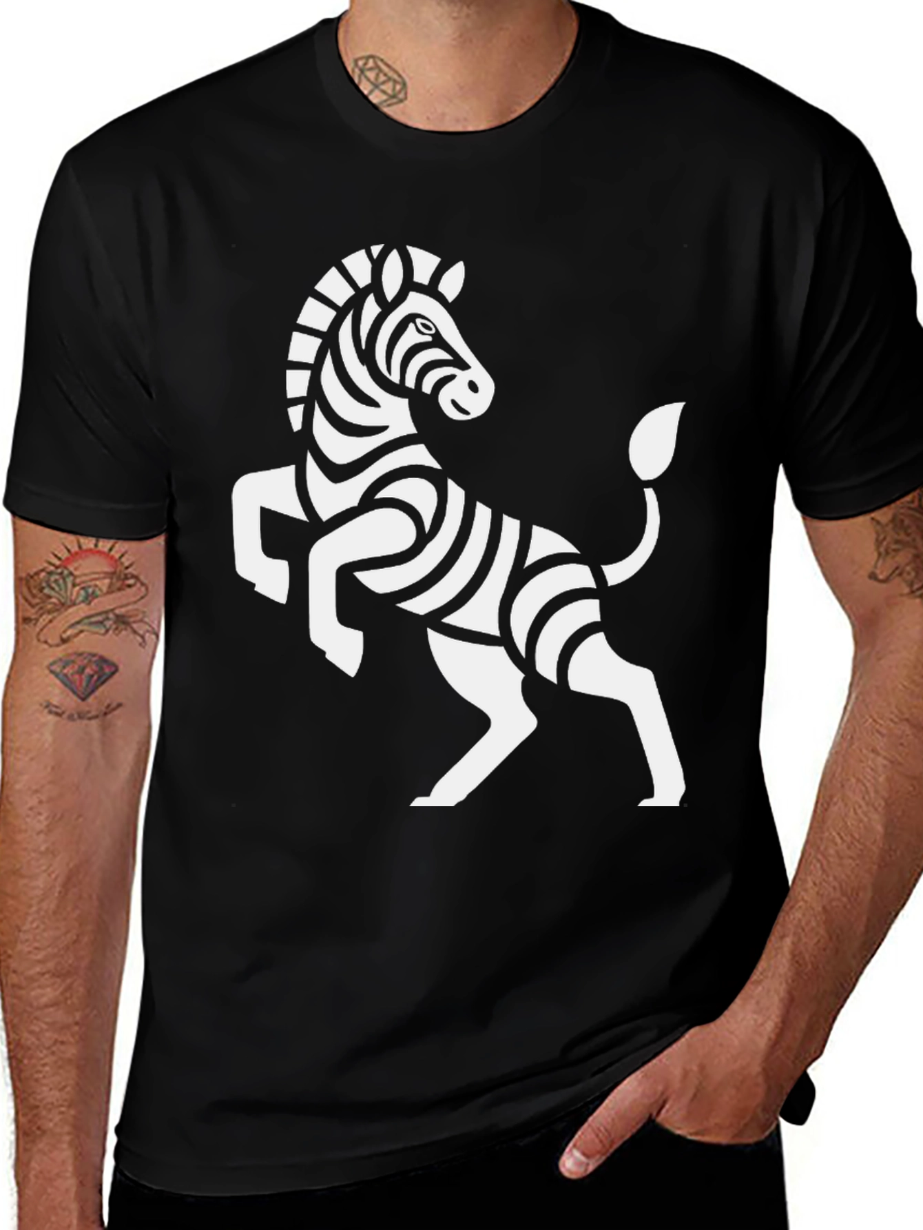 Variant 20 of Zebra Graphic Tee - Black Cotton Casual T-Shirt