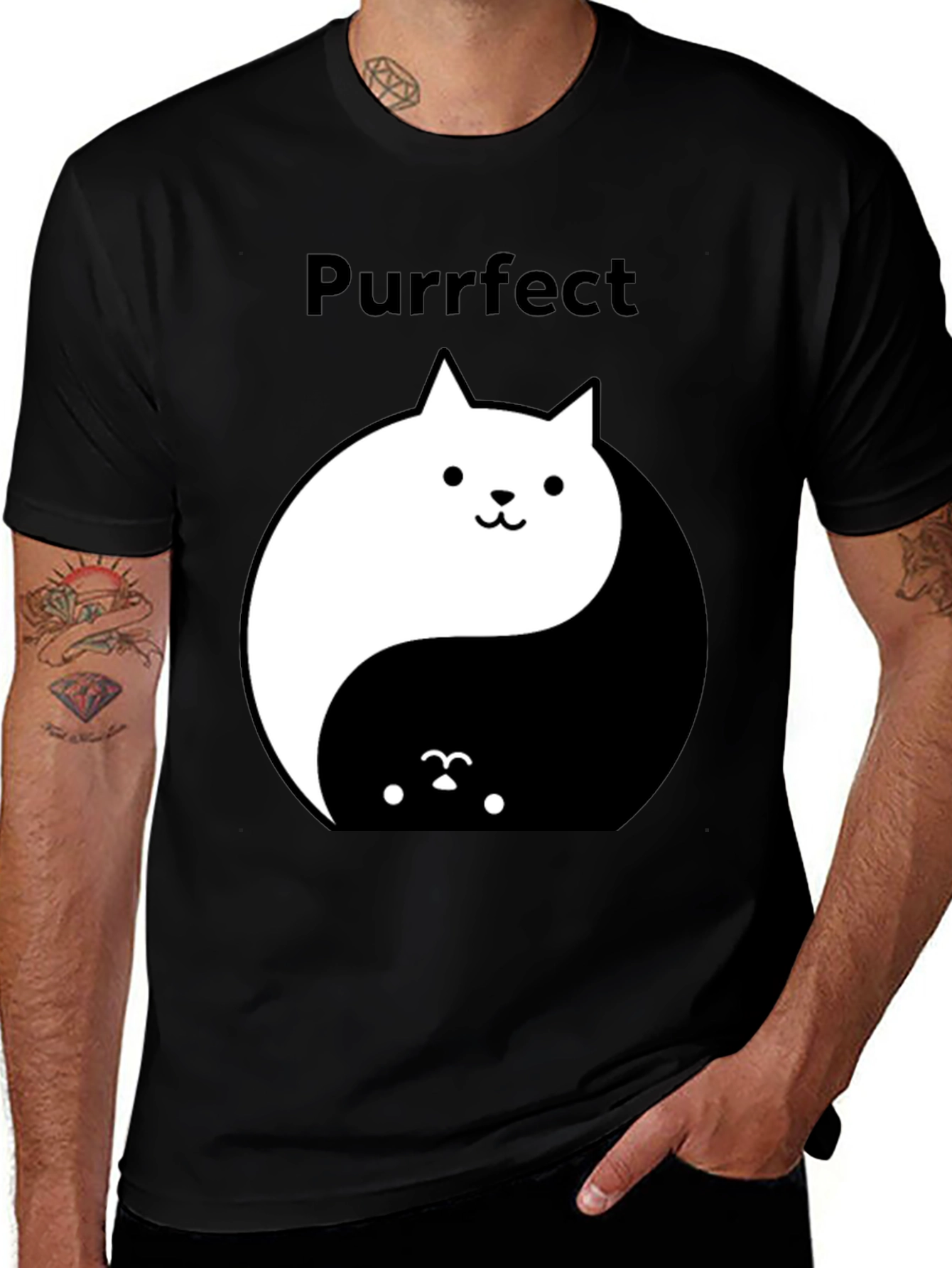 Variant 30 of Yin Yang Cat T-Shirt - Purrfect Balance Tee