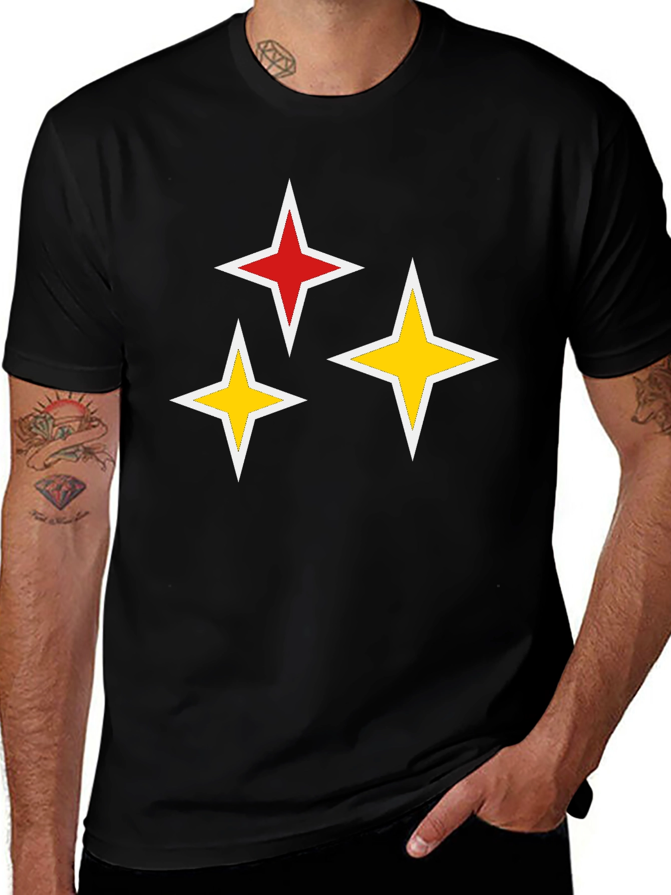 Variant 23 of Black T-Shirt with Three Stars