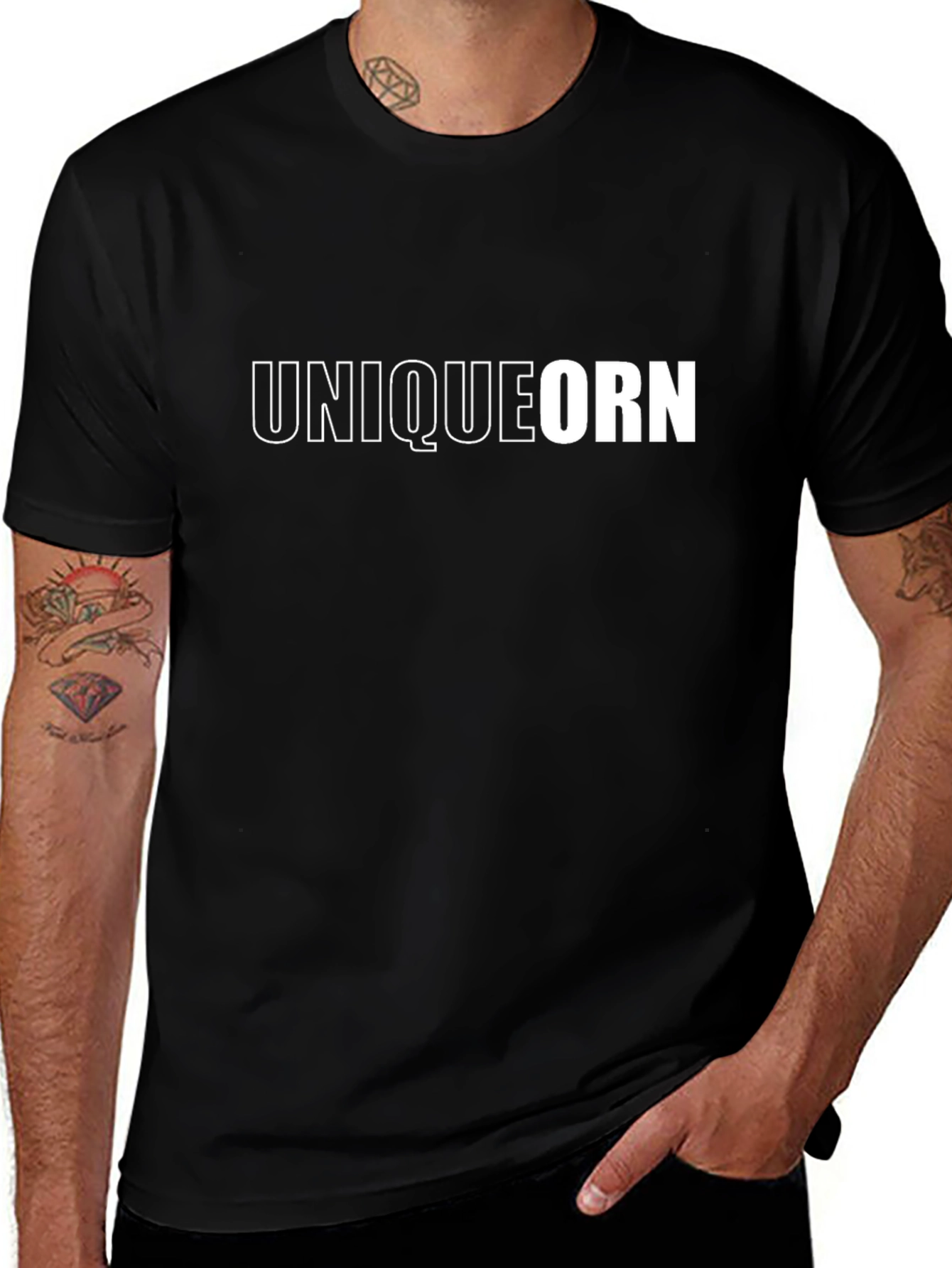Variant 18 of Uniqueorn Graphic Print Tee - Black Cotton Blend