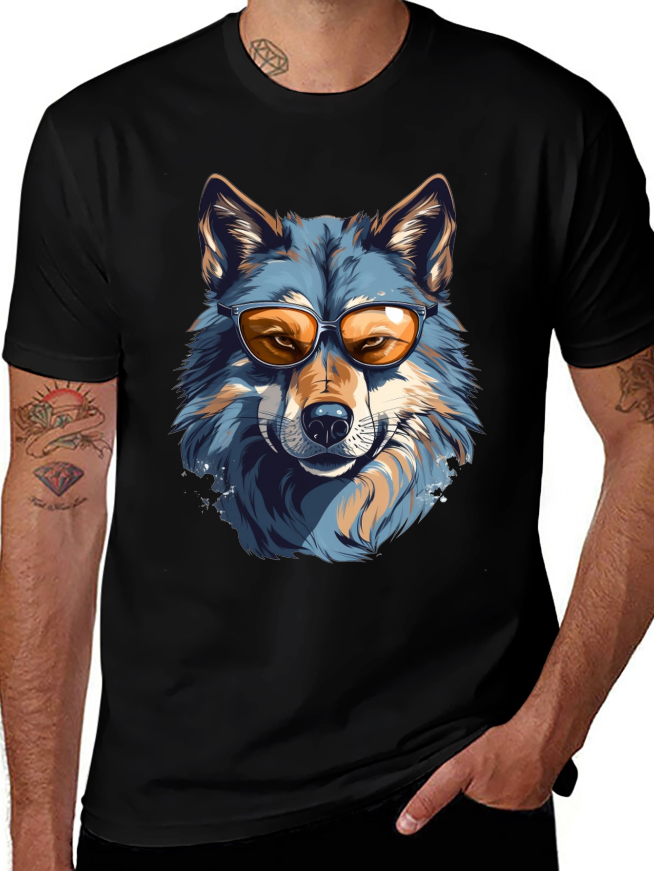 Variant 3 of Cool Wolf Graphic Tee - Unisex Black T-Shirt
