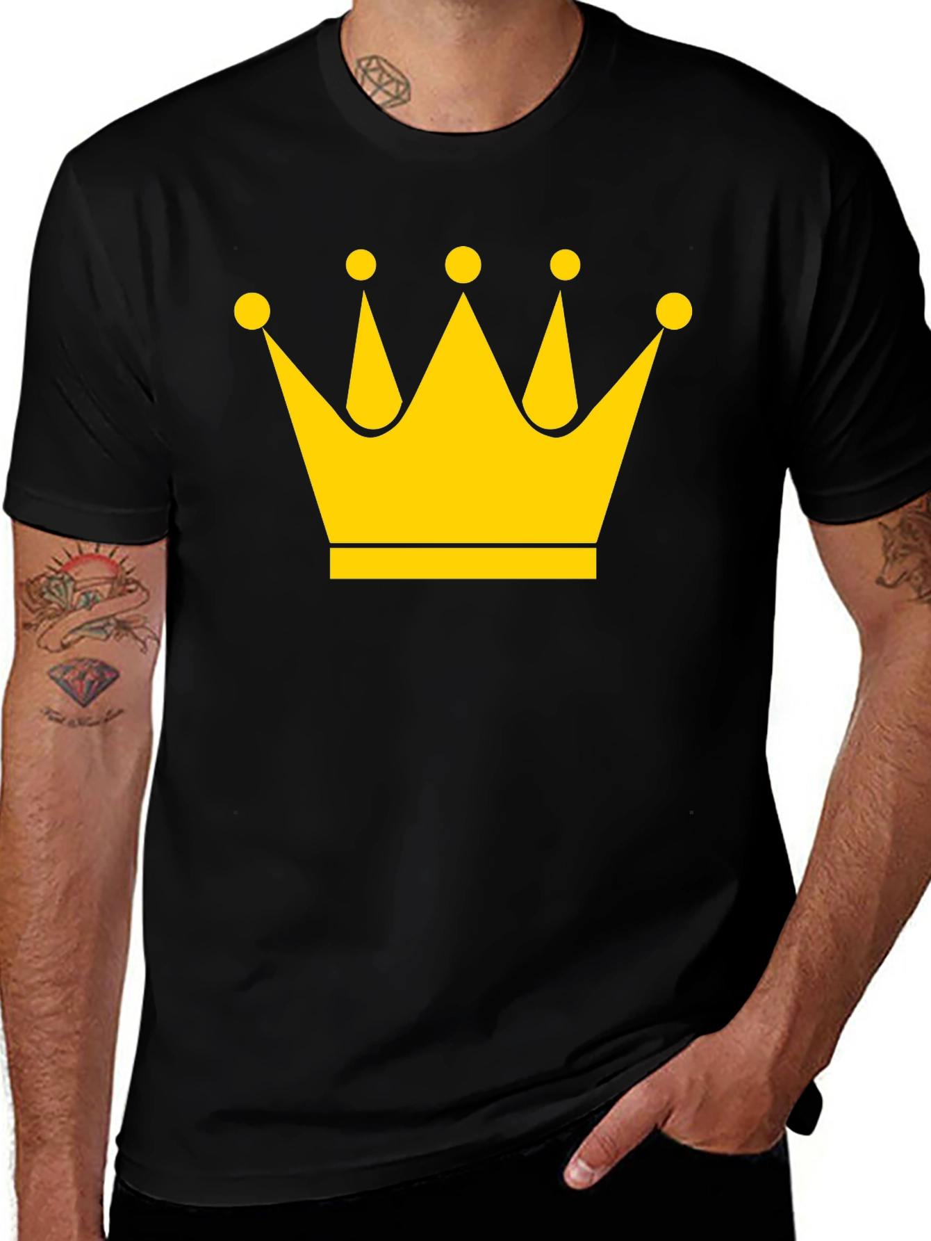Variant 14 of Crown Graphic Tee - Black Cotton T-Shirt for Men