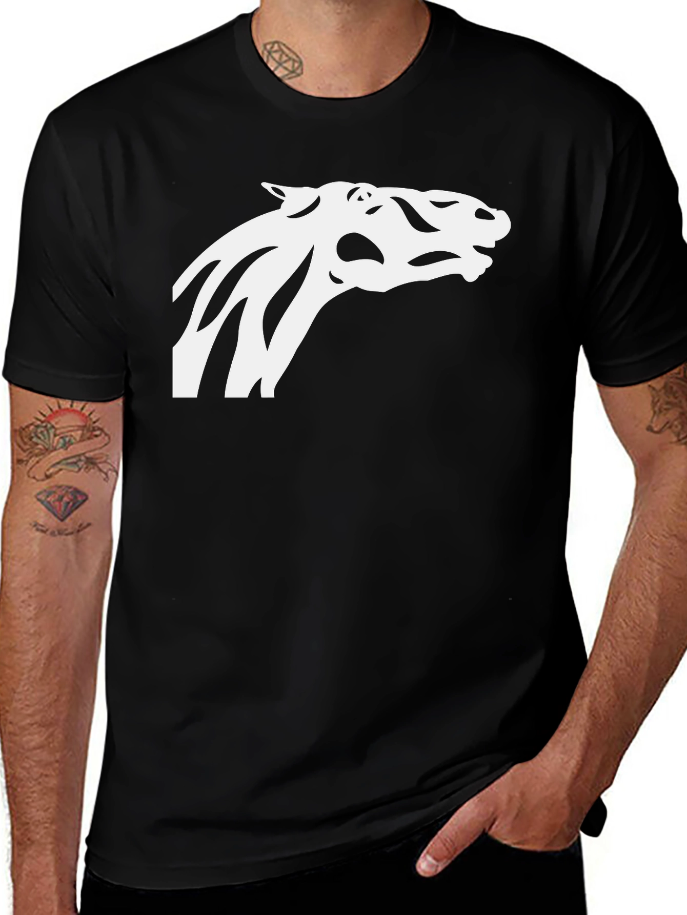 Variant 25 of Cool Horse Silhouette Tee - Black Cotton Blend