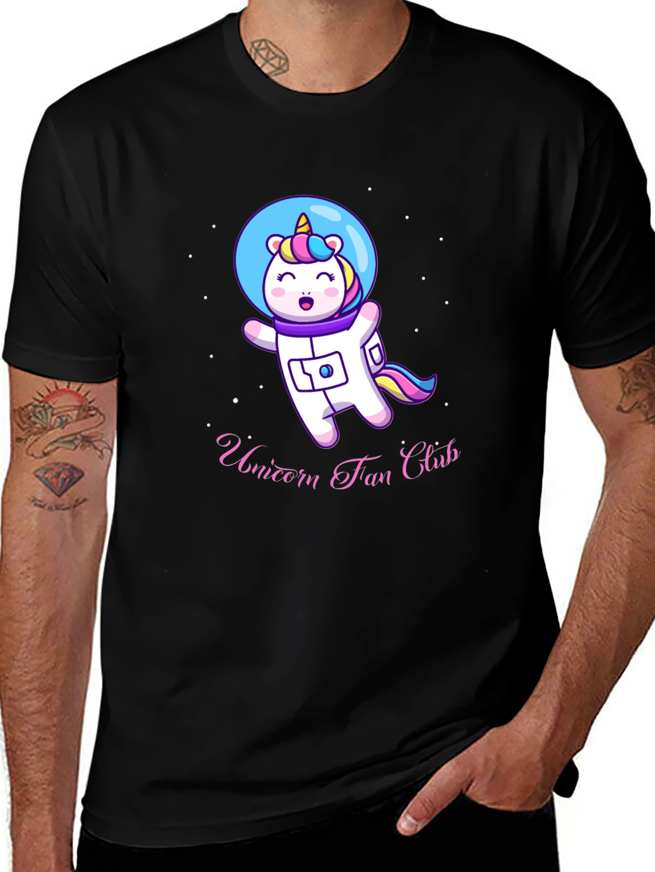 Variant 3 of Unicorn Fan Club Astronaut Black T-Shirt