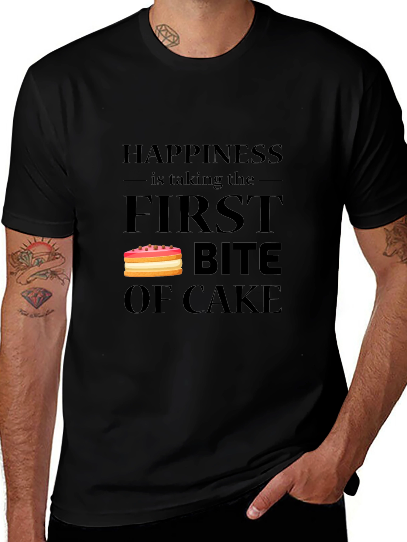 Variant 14 of Happiness is Taking the First Bite of Cake T-Shirt