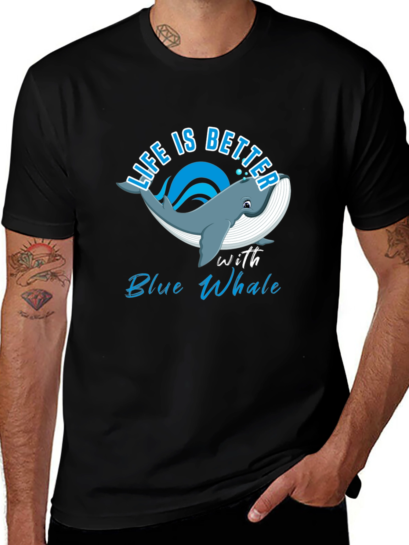 Variant 2 of Blue Whale Graphic Tee - Life is Better